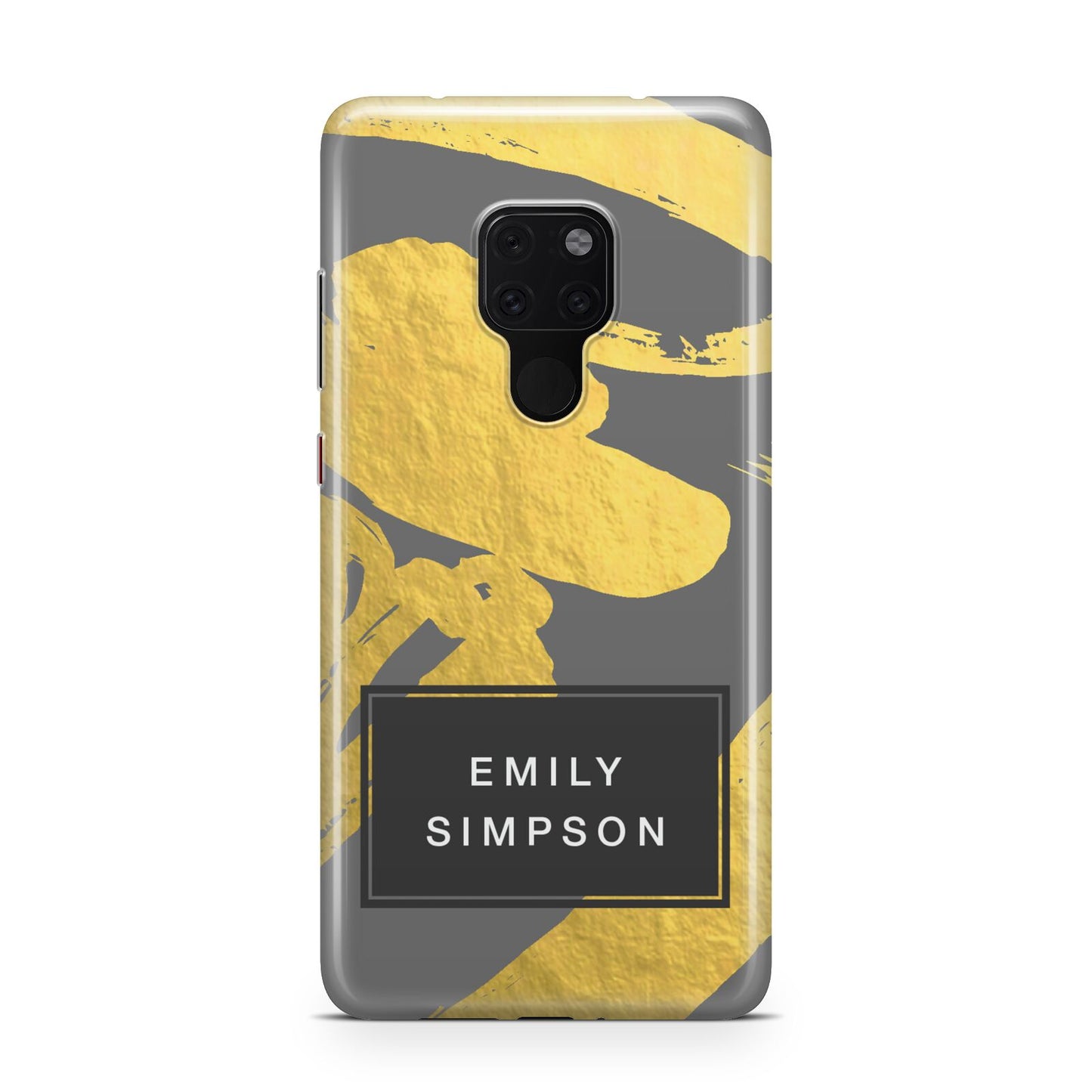 Personalised Gold Leaf Grey With Name Huawei Mate 20 Phone Case