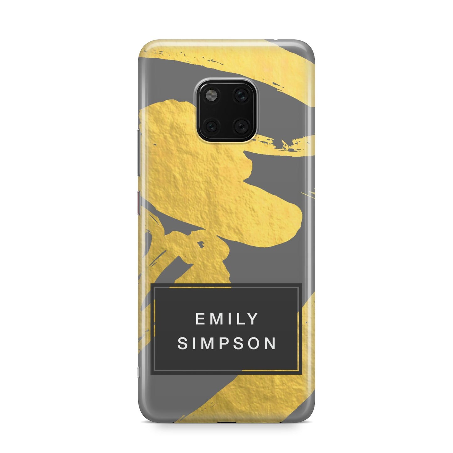 Personalised Gold Leaf Grey With Name Huawei Mate 20 Pro Phone Case