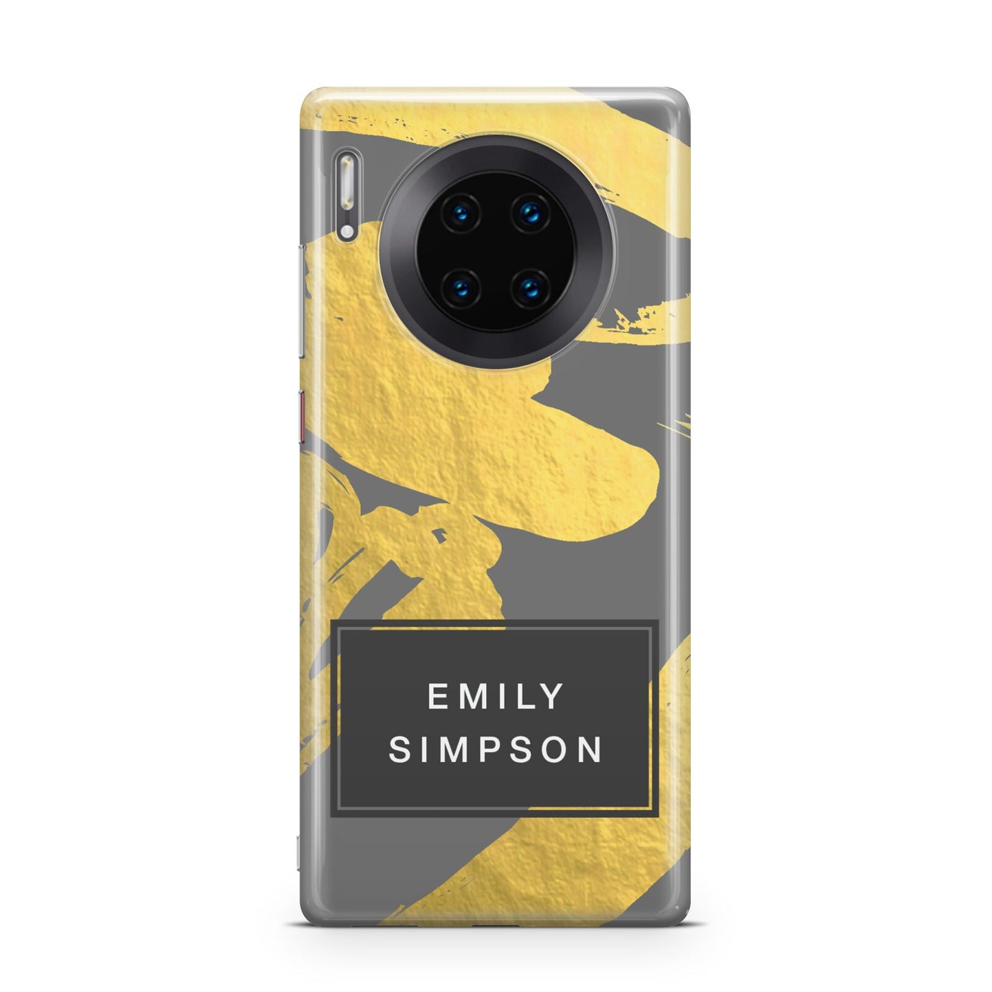 Personalised Gold Leaf Grey With Name Huawei Mate 30 Pro Phone Case