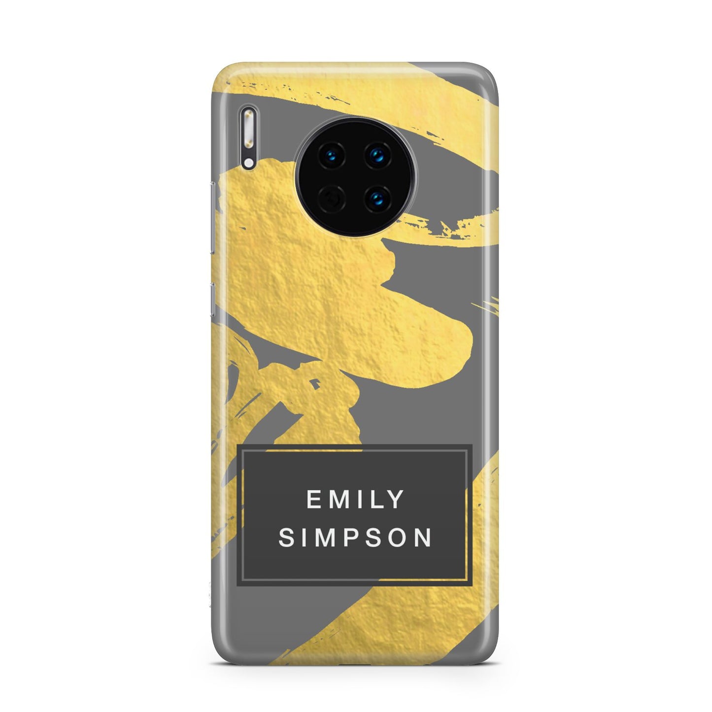 Personalised Gold Leaf Grey With Name Huawei Mate 30