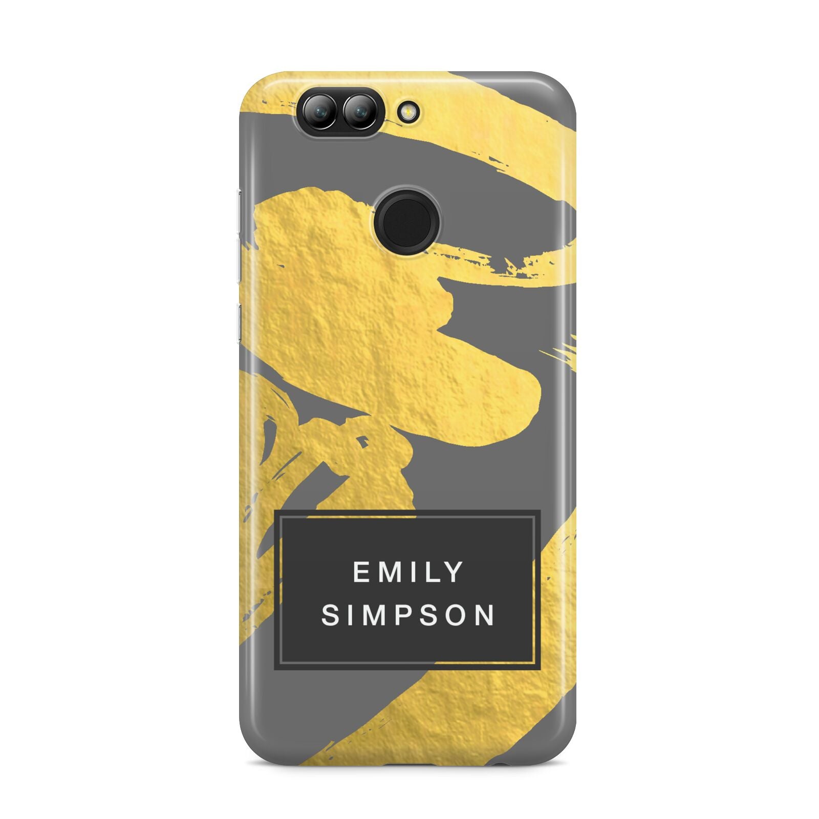 Personalised Gold Leaf Grey With Name Huawei Nova 2s Phone Case