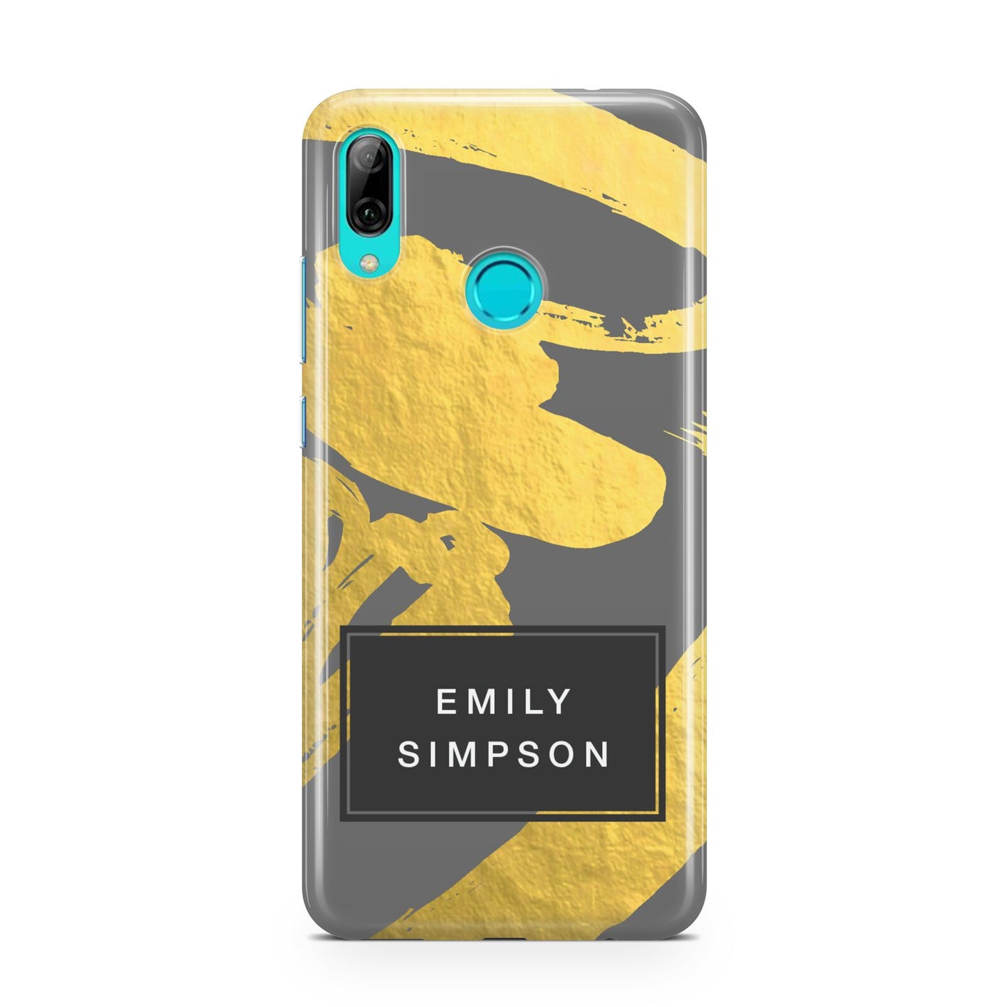 Personalised Gold Leaf Grey With Name Huawei P Smart 2019 Case
