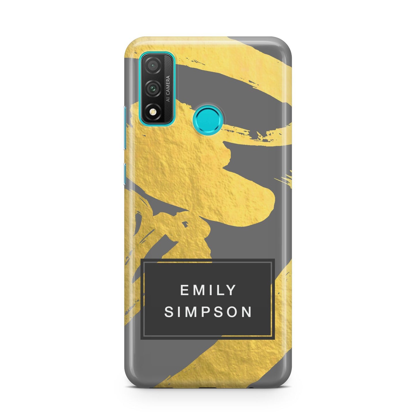 Personalised Gold Leaf Grey With Name Huawei P Smart 2020