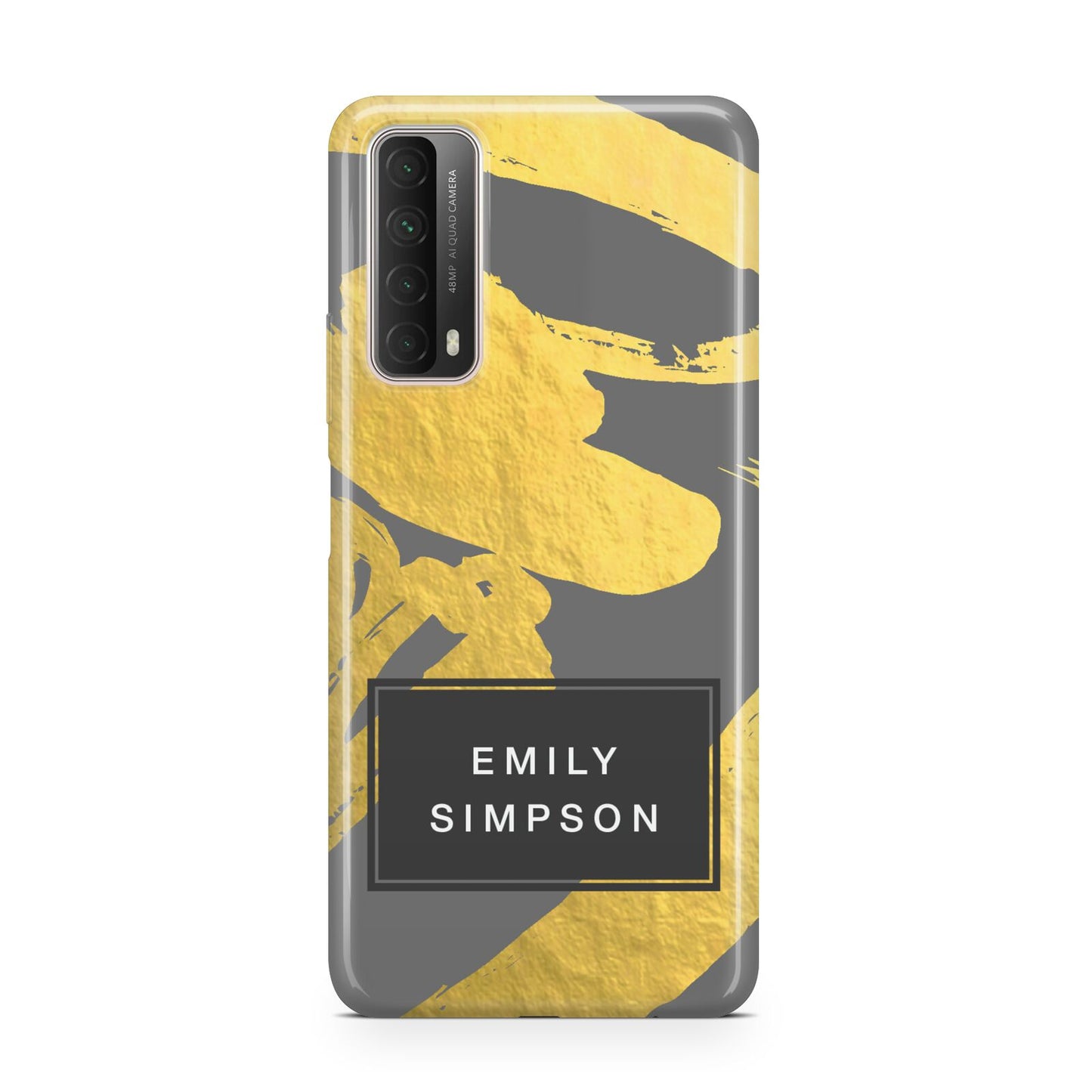 Personalised Gold Leaf Grey With Name Huawei P Smart 2021