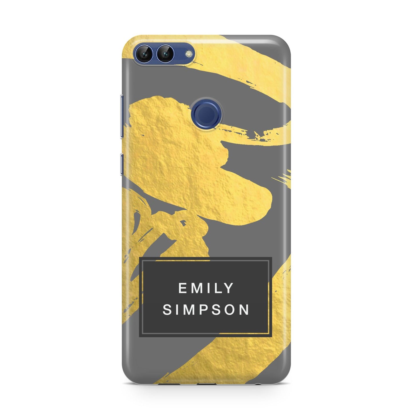 Personalised Gold Leaf Grey With Name Huawei P Smart Case