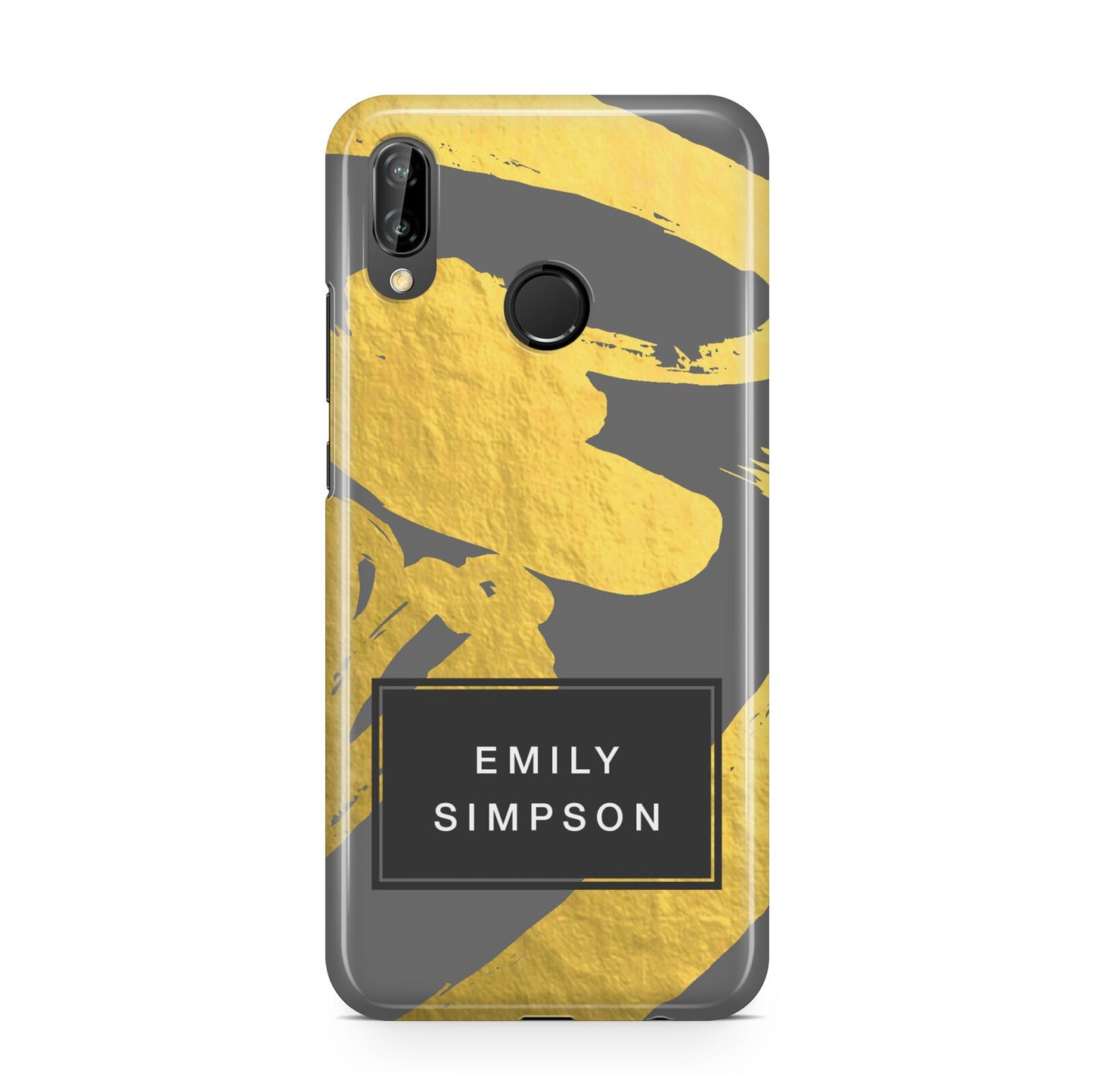 Personalised Gold Leaf Grey With Name Huawei P20 Lite Phone Case