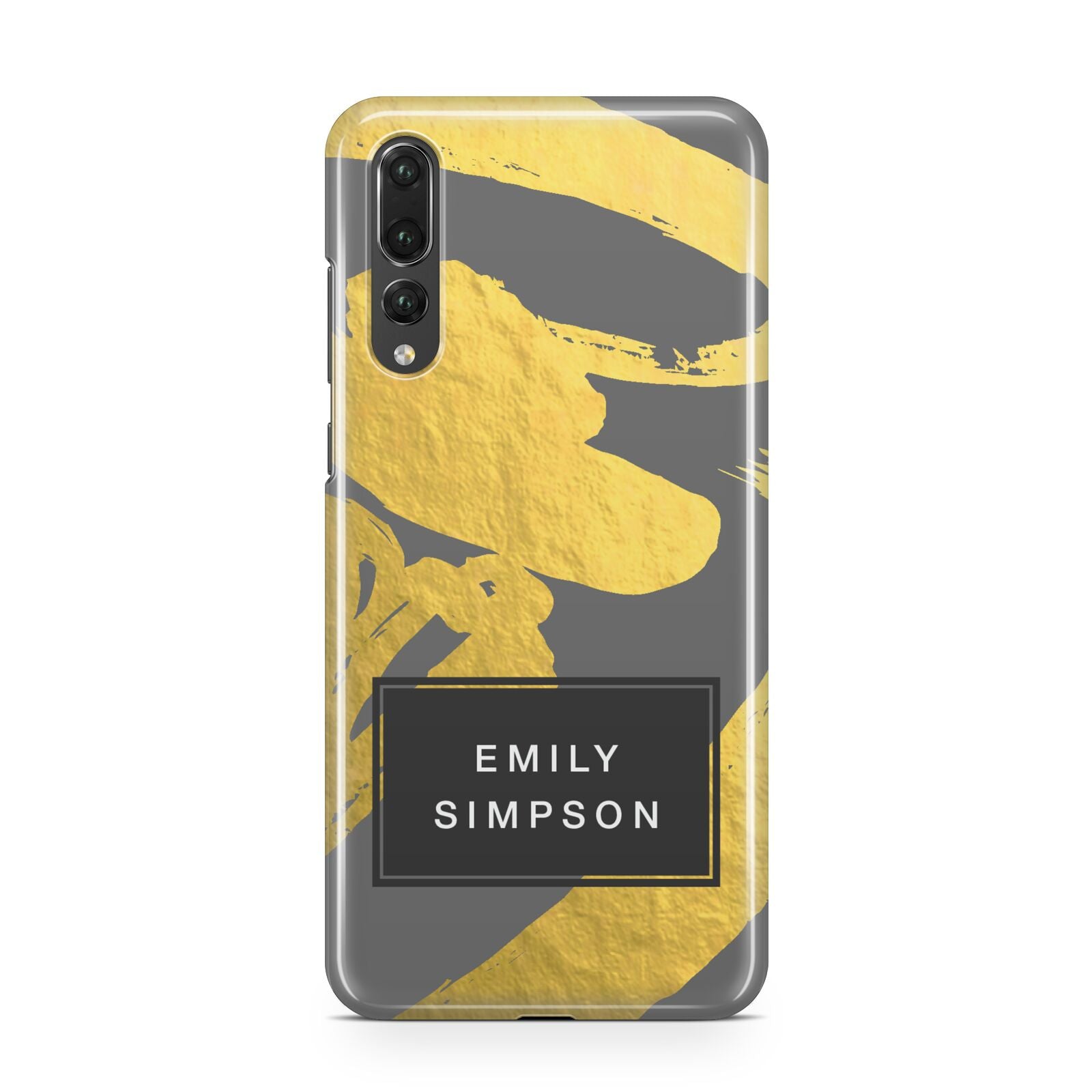 Personalised Gold Leaf Grey With Name Huawei P20 Pro Phone Case