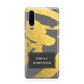 Personalised Gold Leaf Grey With Name Huawei P30 Phone Case