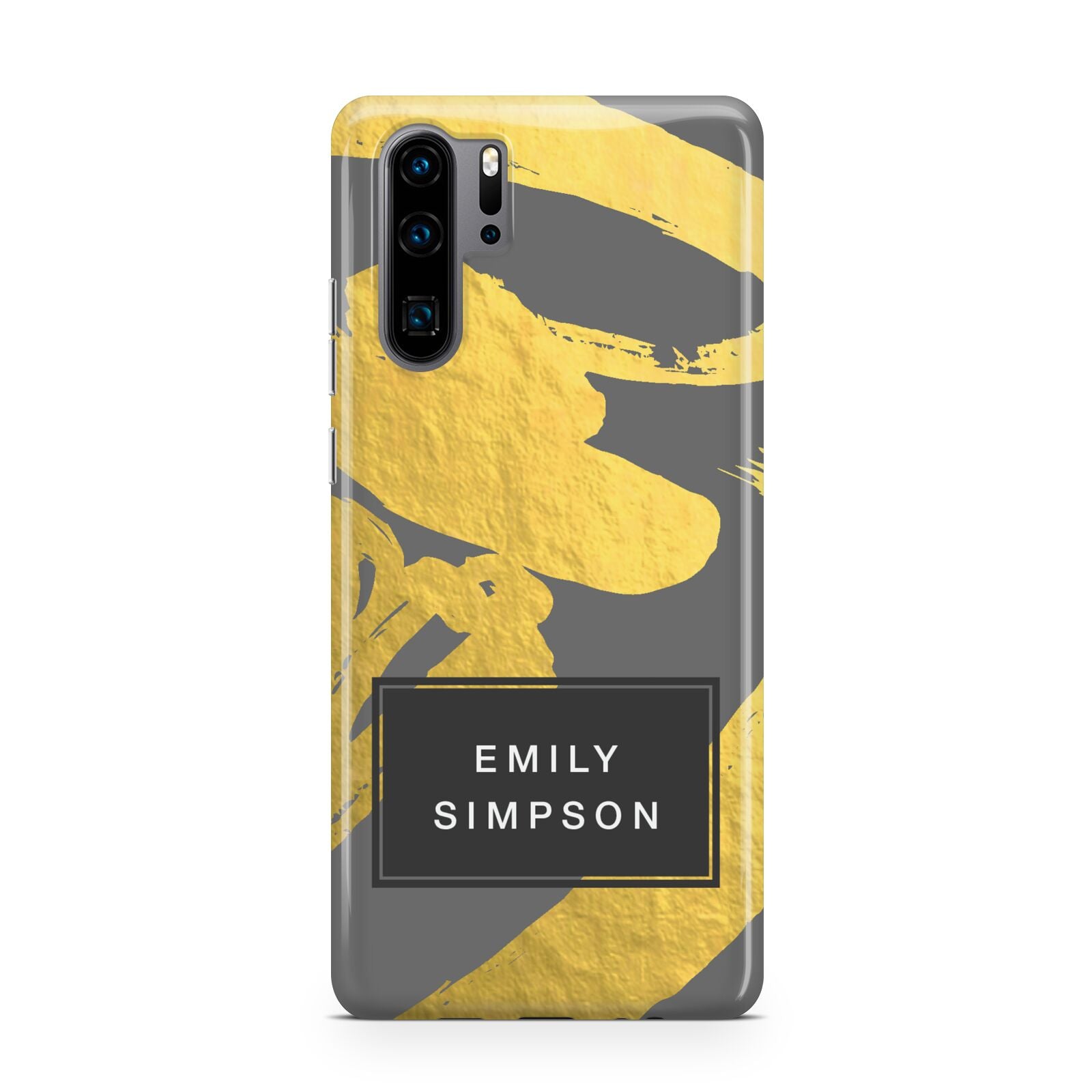 Personalised Gold Leaf Grey With Name Huawei P30 Pro Phone Case