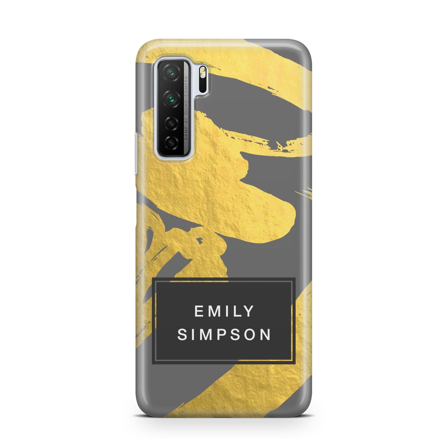 Personalised Gold Leaf Grey With Name Huawei P40 Lite 5G Phone Case