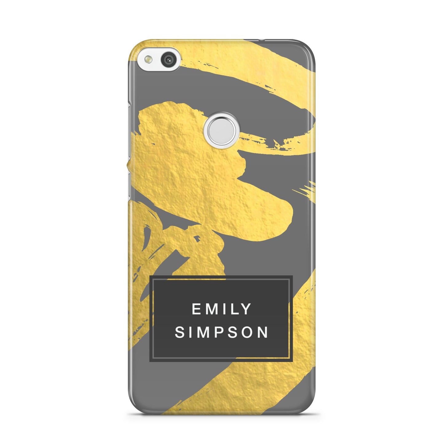 Personalised Gold Leaf Grey With Name Huawei P8 Lite Case