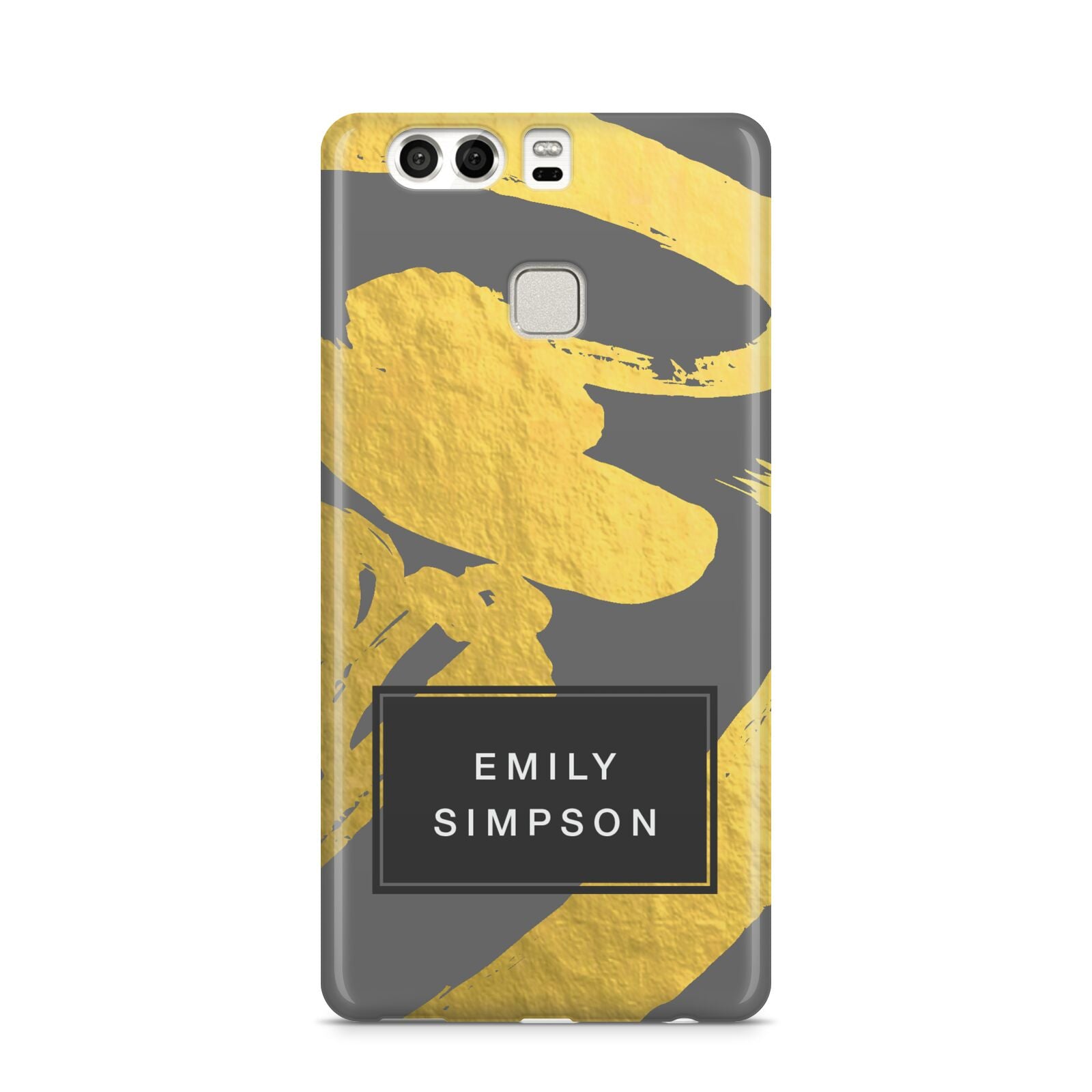 Personalised Gold Leaf Grey With Name Huawei P9 Case