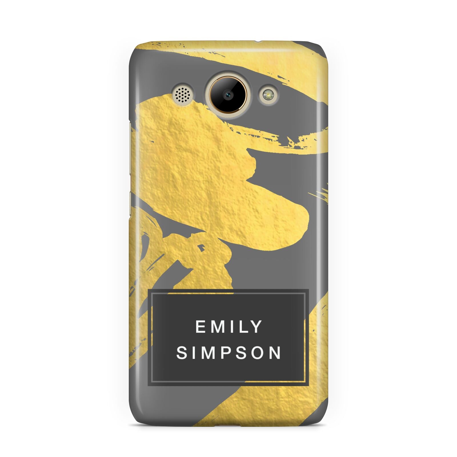 Personalised Gold Leaf Grey With Name Huawei Y3 2017