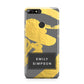 Personalised Gold Leaf Grey With Name Huawei Y7 2018