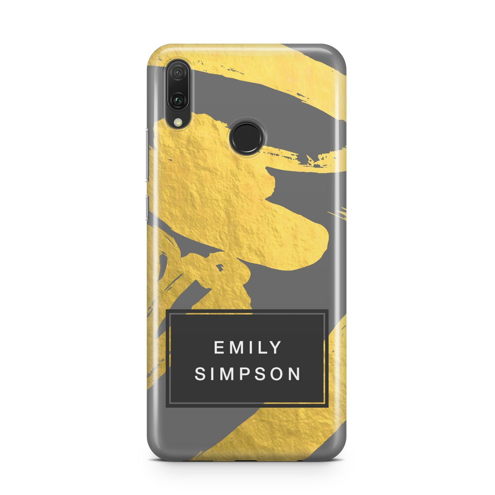 Personalised Gold Leaf Grey With Name Huawei Y9 2019