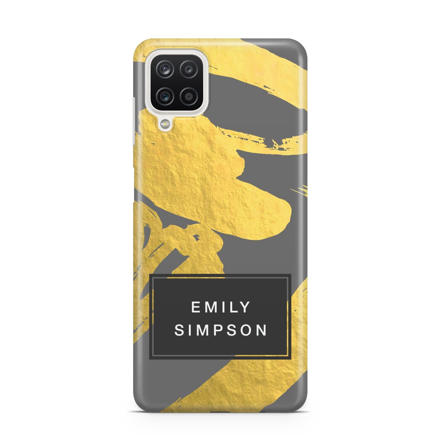 Personalised Gold Leaf Grey With Name Samsung A12 Case