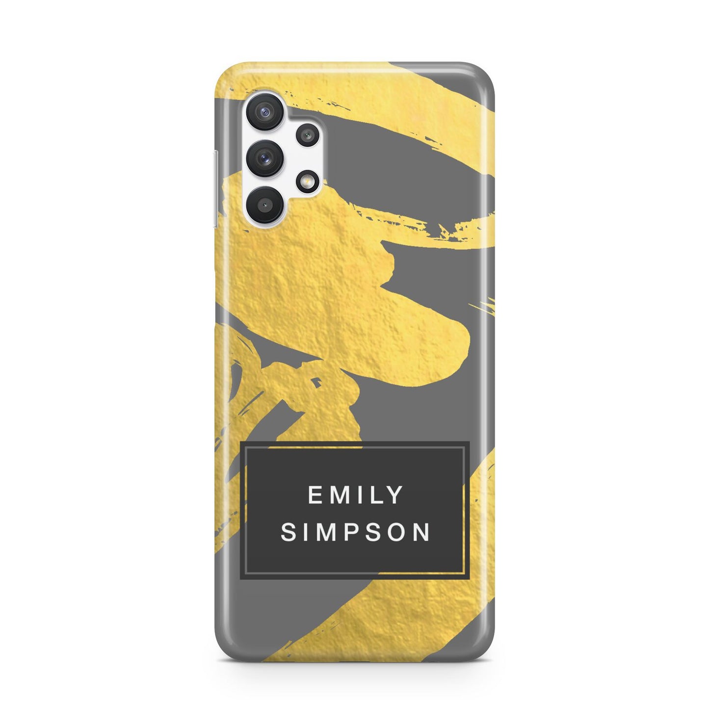 Personalised Gold Leaf Grey With Name Samsung A32 5G Case