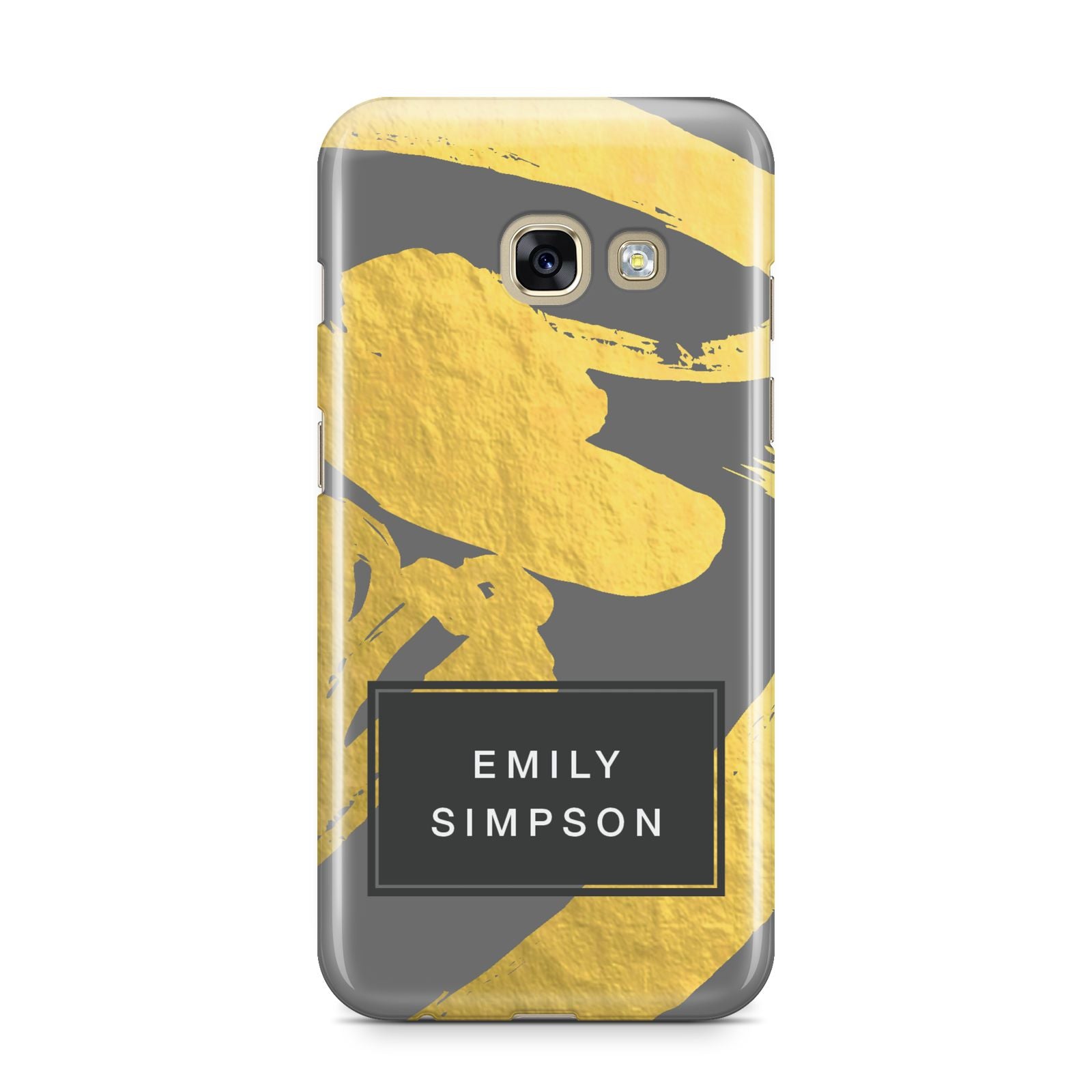 Personalised Gold Leaf Grey With Name Samsung Galaxy A3 2017 Case on gold phone