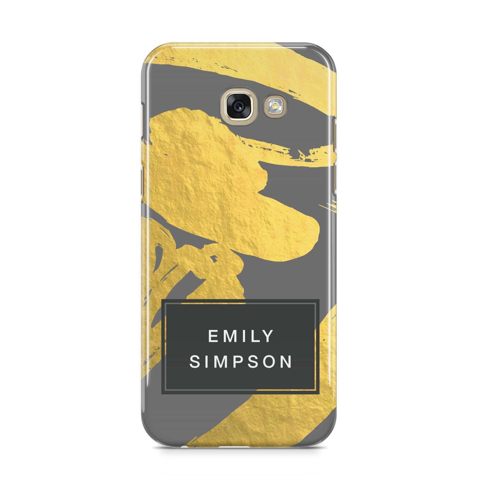 Personalised Gold Leaf Grey With Name Samsung Galaxy A5 2017 Case on gold phone