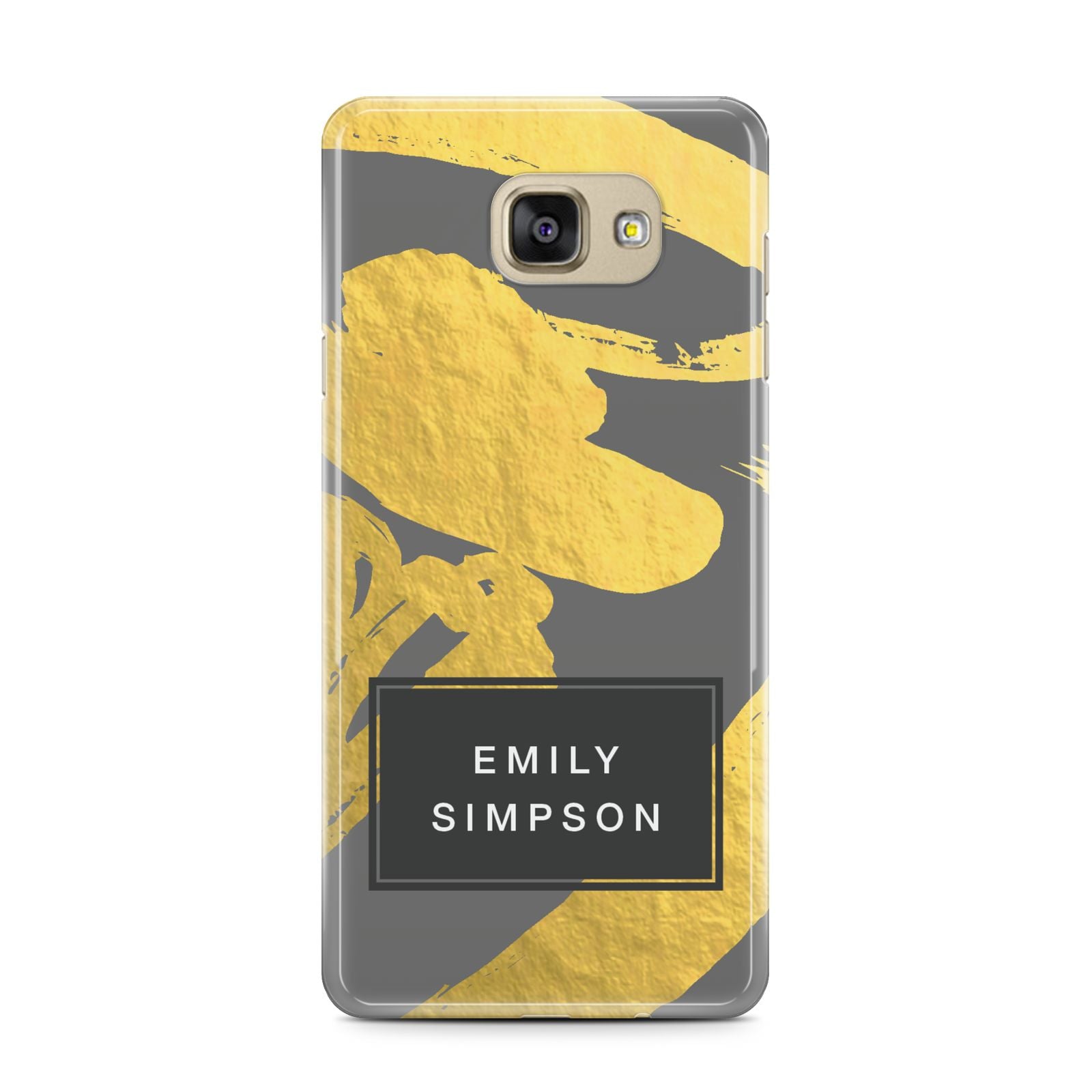 Personalised Gold Leaf Grey With Name Samsung Galaxy A7 2016 Case on gold phone