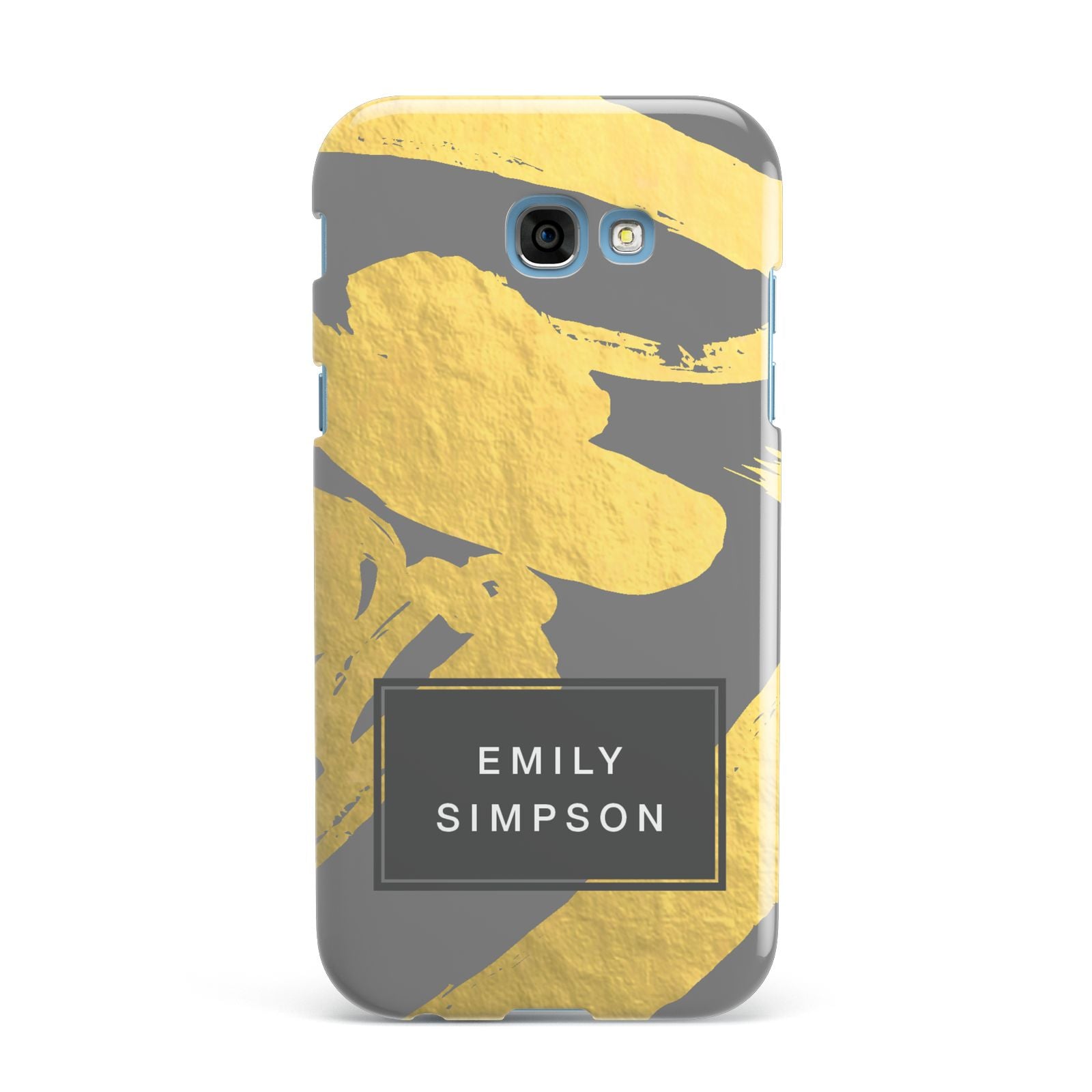 Personalised Gold Leaf Grey With Name Samsung Galaxy A7 2017 Case