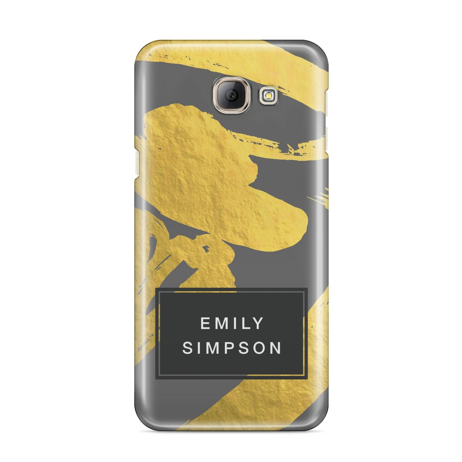 Personalised Gold Leaf Grey With Name Samsung Galaxy A8 2016 Case