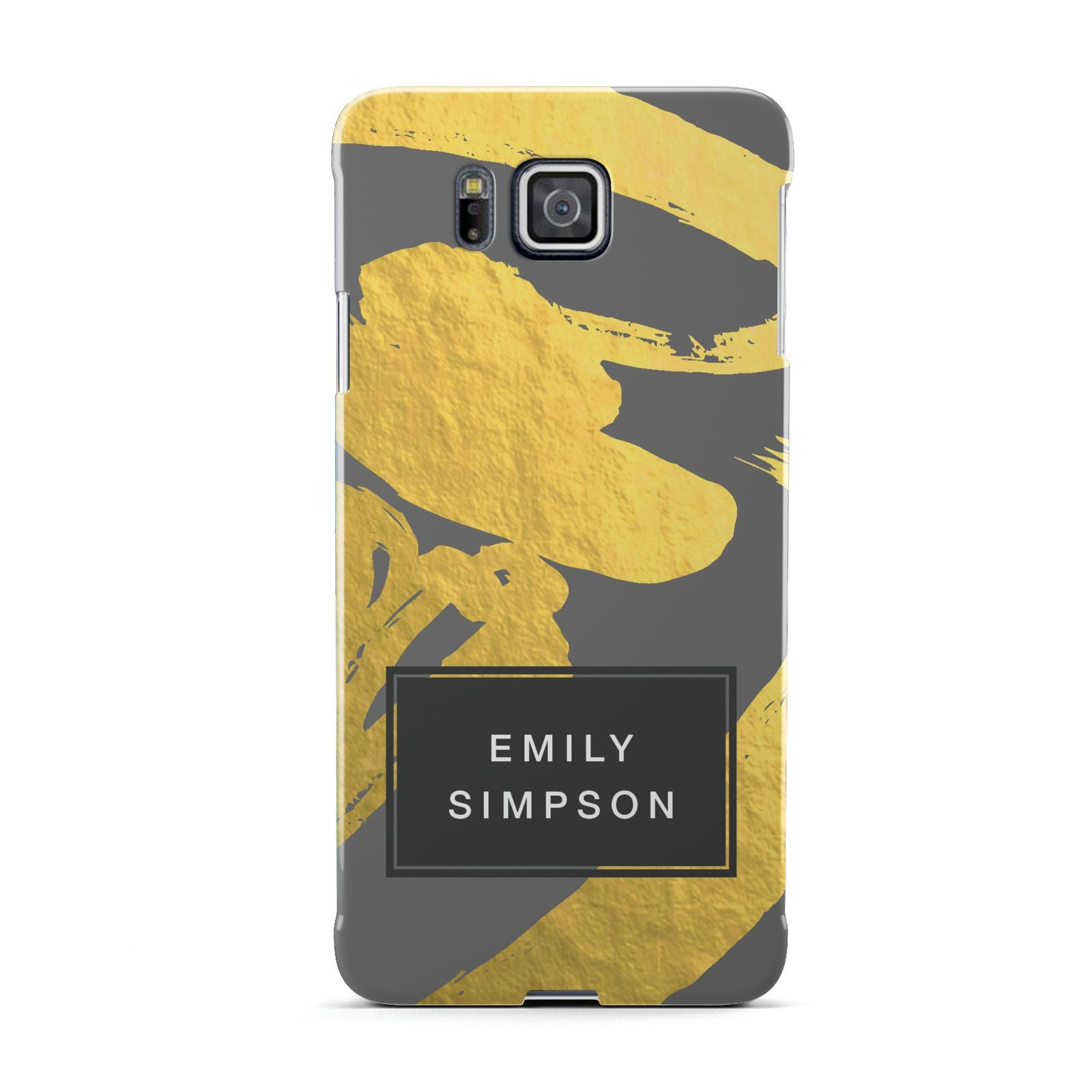 Personalised Gold Leaf Grey With Name Samsung Galaxy Alpha Case