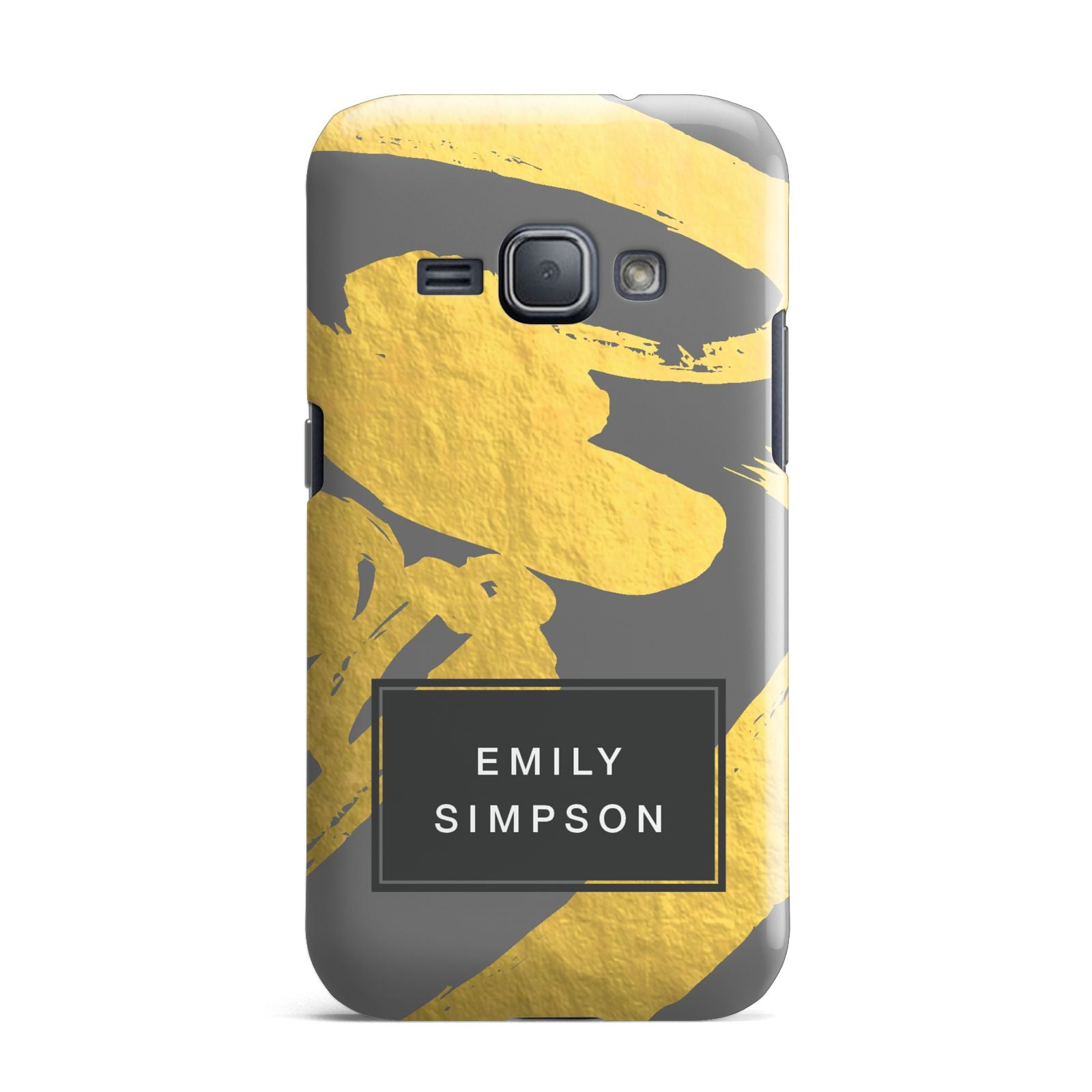 Personalised Gold Leaf Grey With Name Samsung Galaxy J1 2016 Case