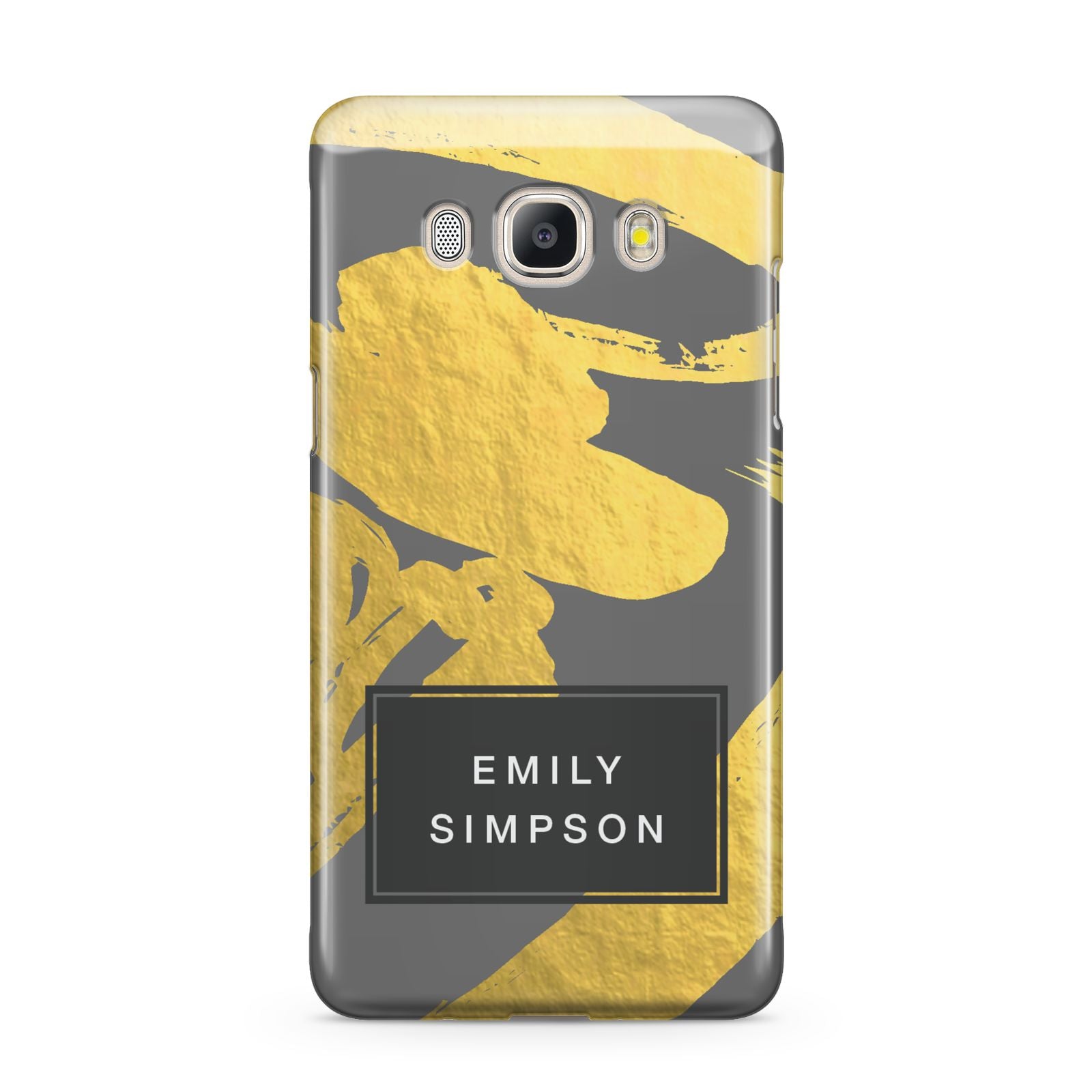 Personalised Gold Leaf Grey With Name Samsung Galaxy J5 2016 Case