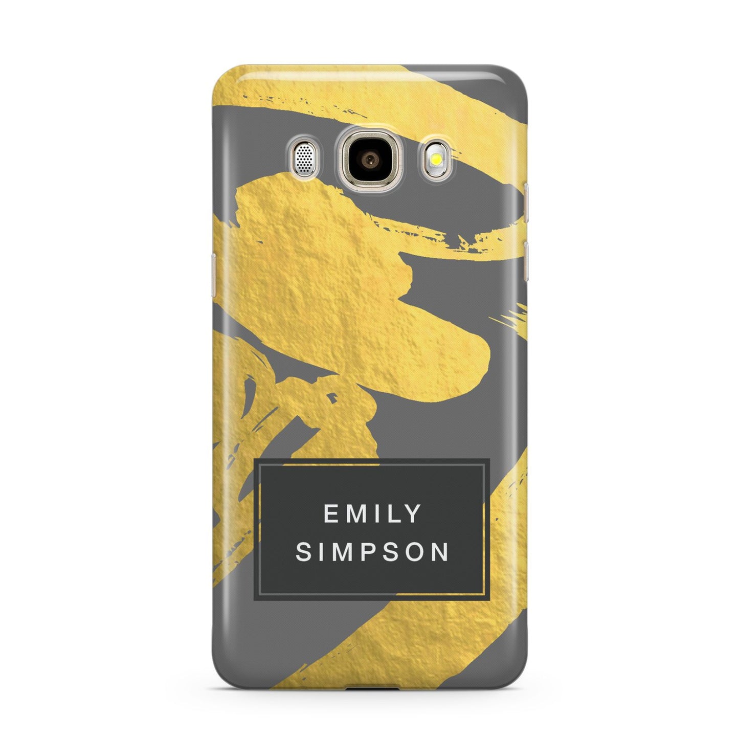 Personalised Gold Leaf Grey With Name Samsung Galaxy J7 2016 Case on gold phone