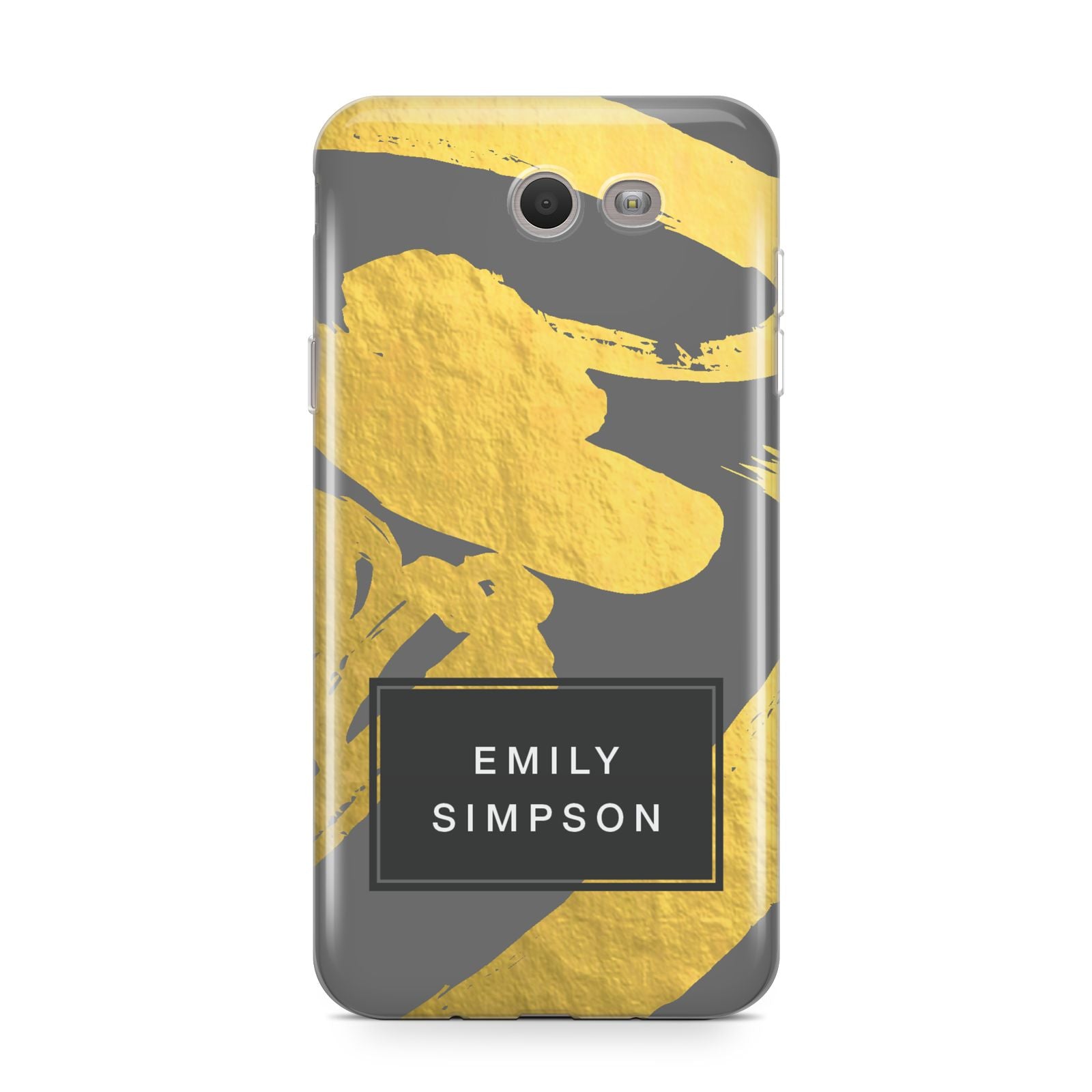 Personalised Gold Leaf Grey With Name Samsung Galaxy J7 2017 Case