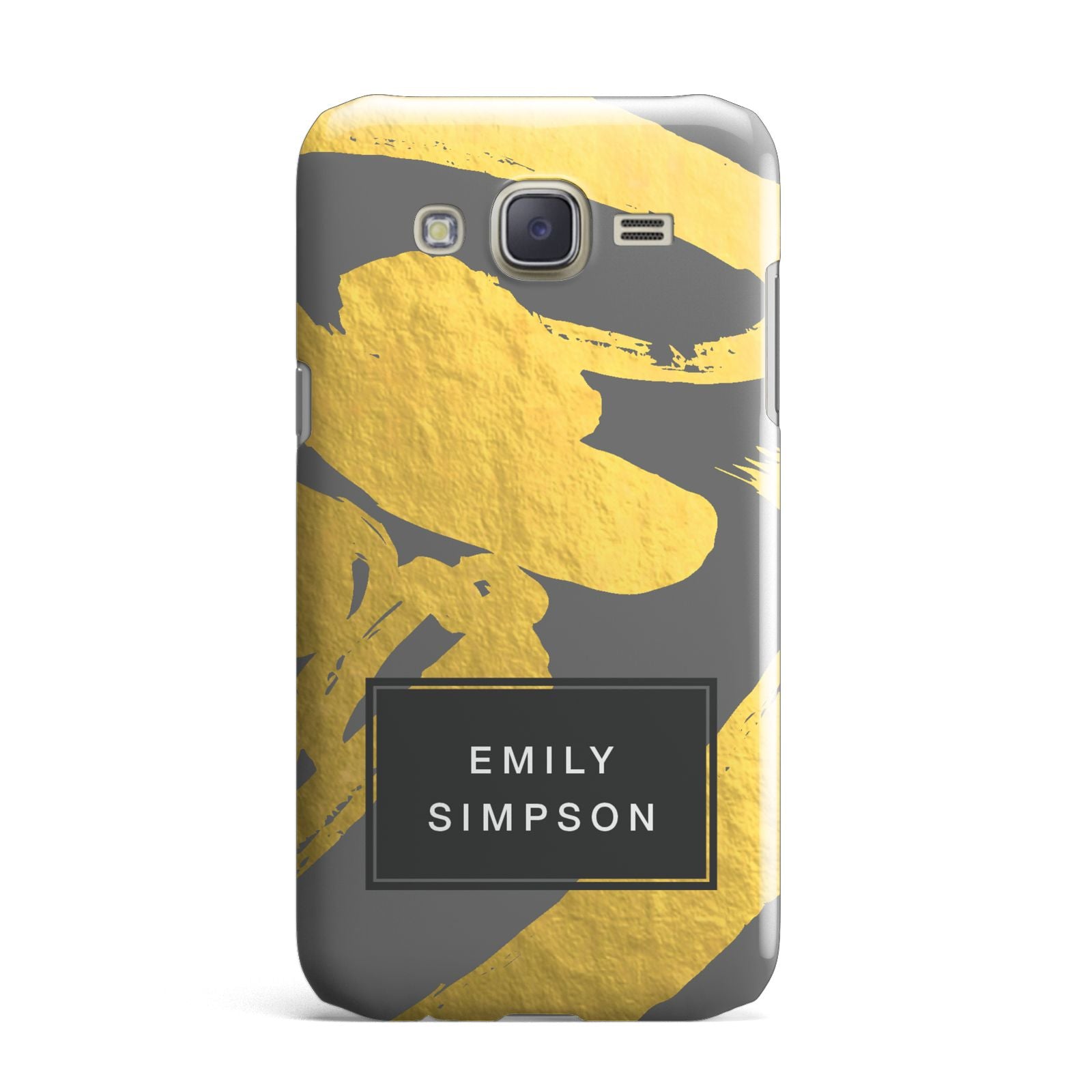 Personalised Gold Leaf Grey With Name Samsung Galaxy J7 Case