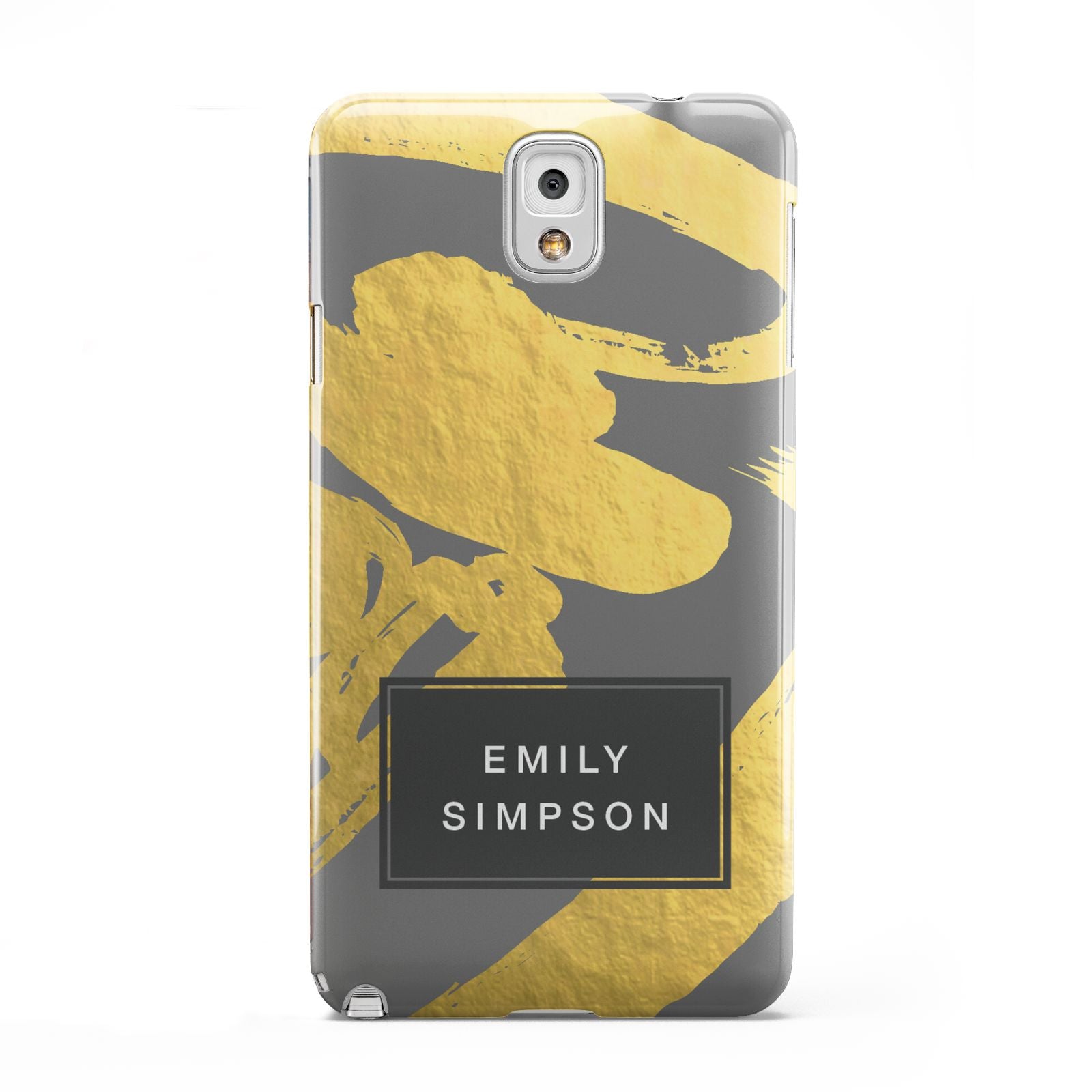 Personalised Gold Leaf Grey With Name Samsung Galaxy Note 3 Case