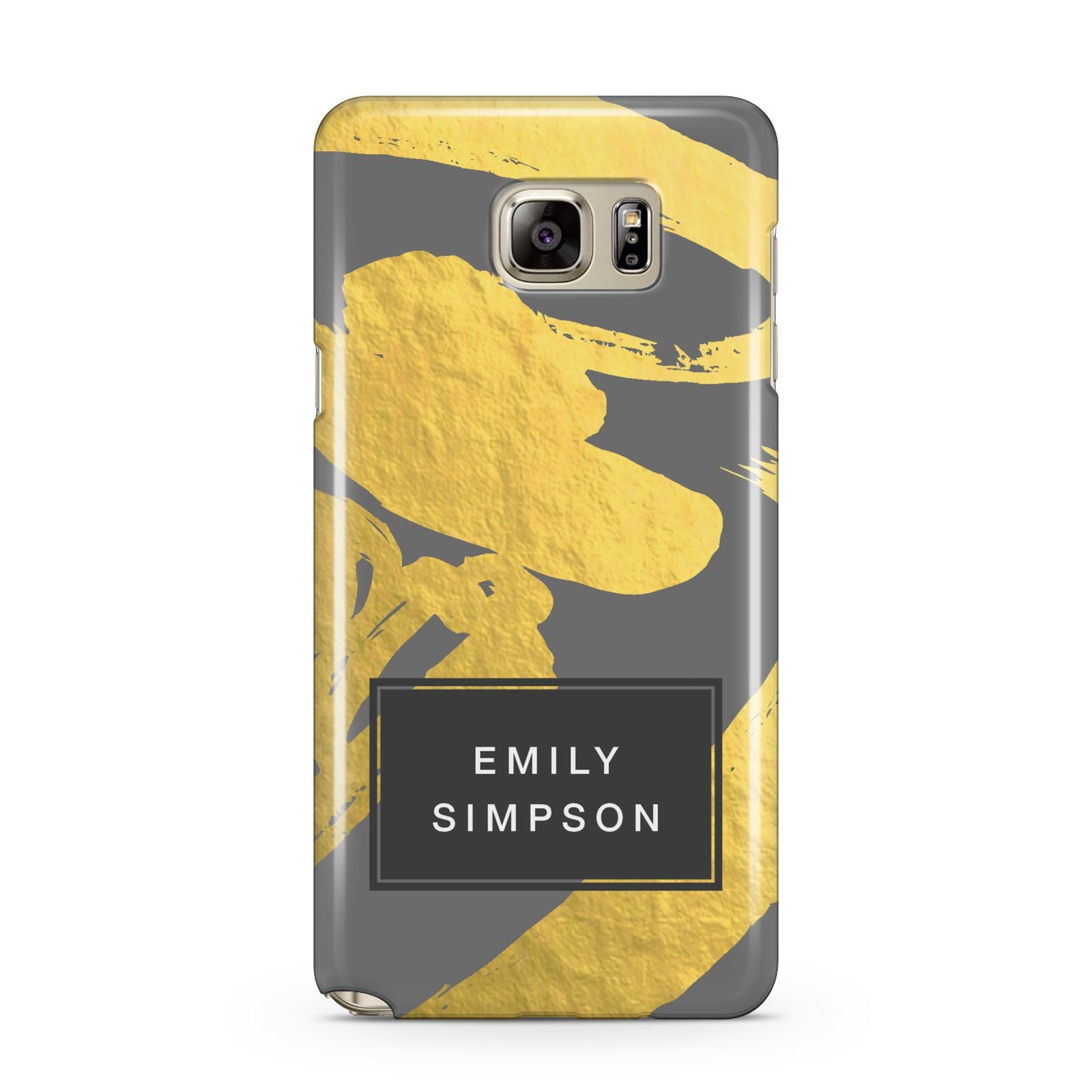 Personalised Gold Leaf Grey With Name Samsung Galaxy Note 5 Case