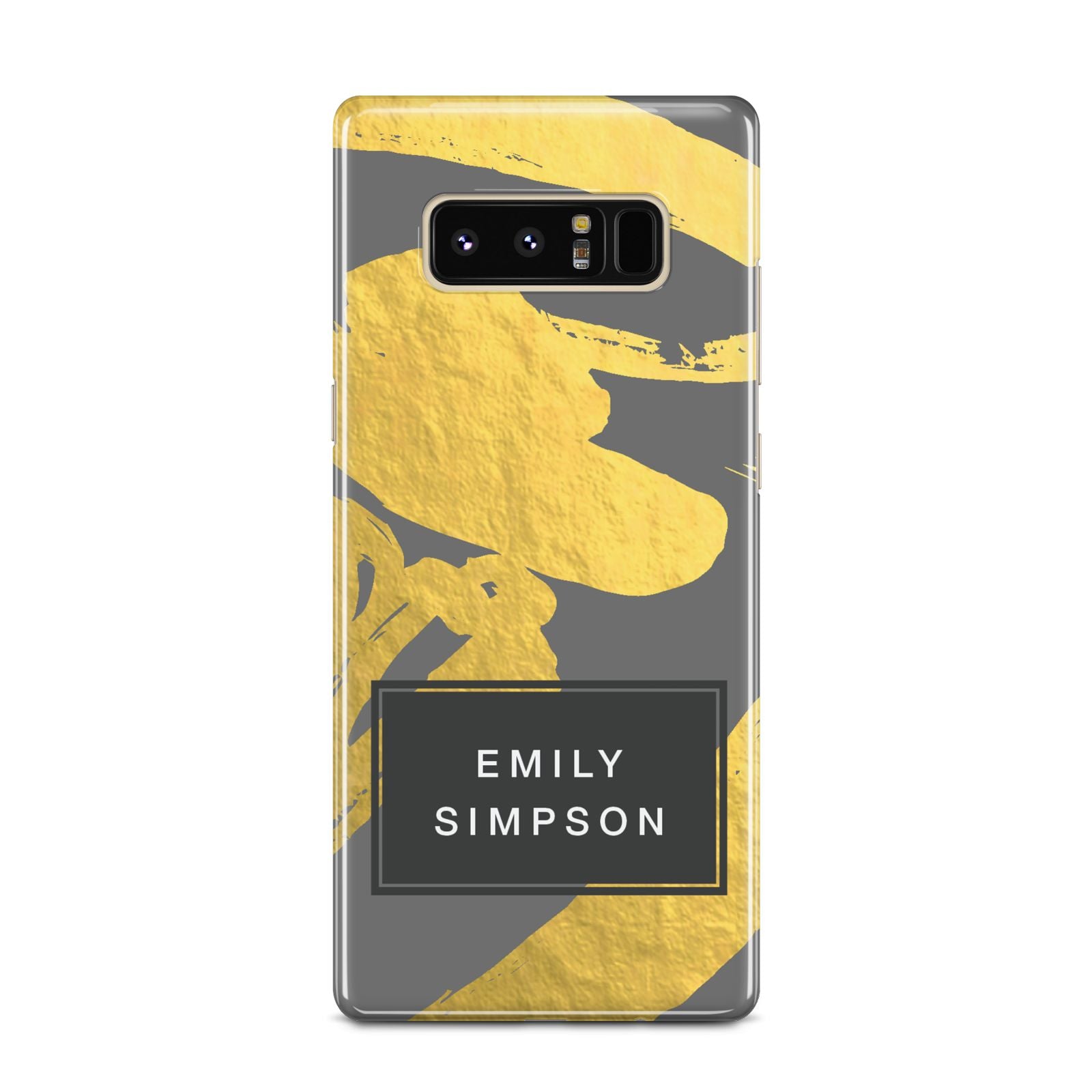 Personalised Gold Leaf Grey With Name Samsung Galaxy Note 8 Case