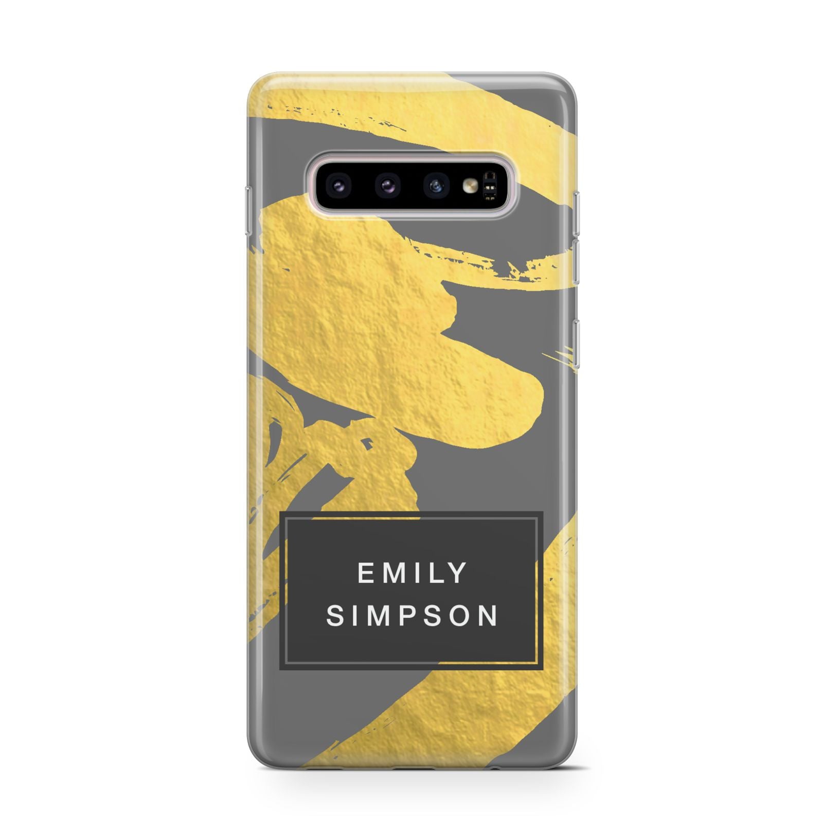Personalised Gold Leaf Grey With Name Samsung Galaxy S10 Case
