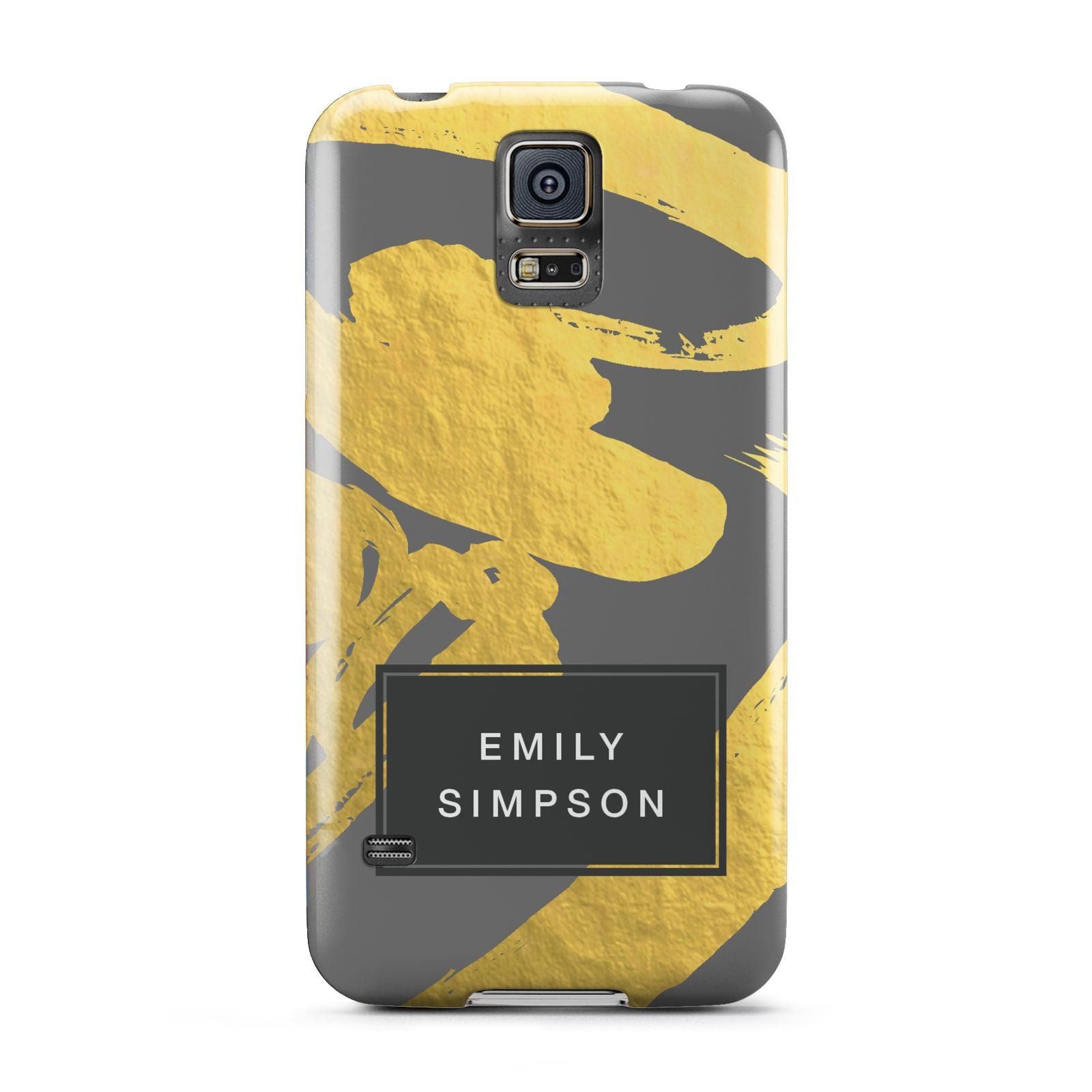 Personalised Gold Leaf Grey With Name Samsung Galaxy S5 Case