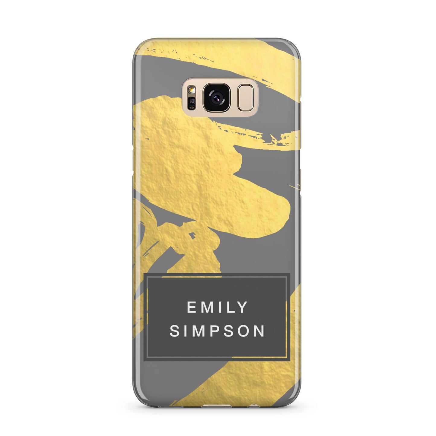 Personalised Gold Leaf Grey With Name Samsung Galaxy S8 Plus Case