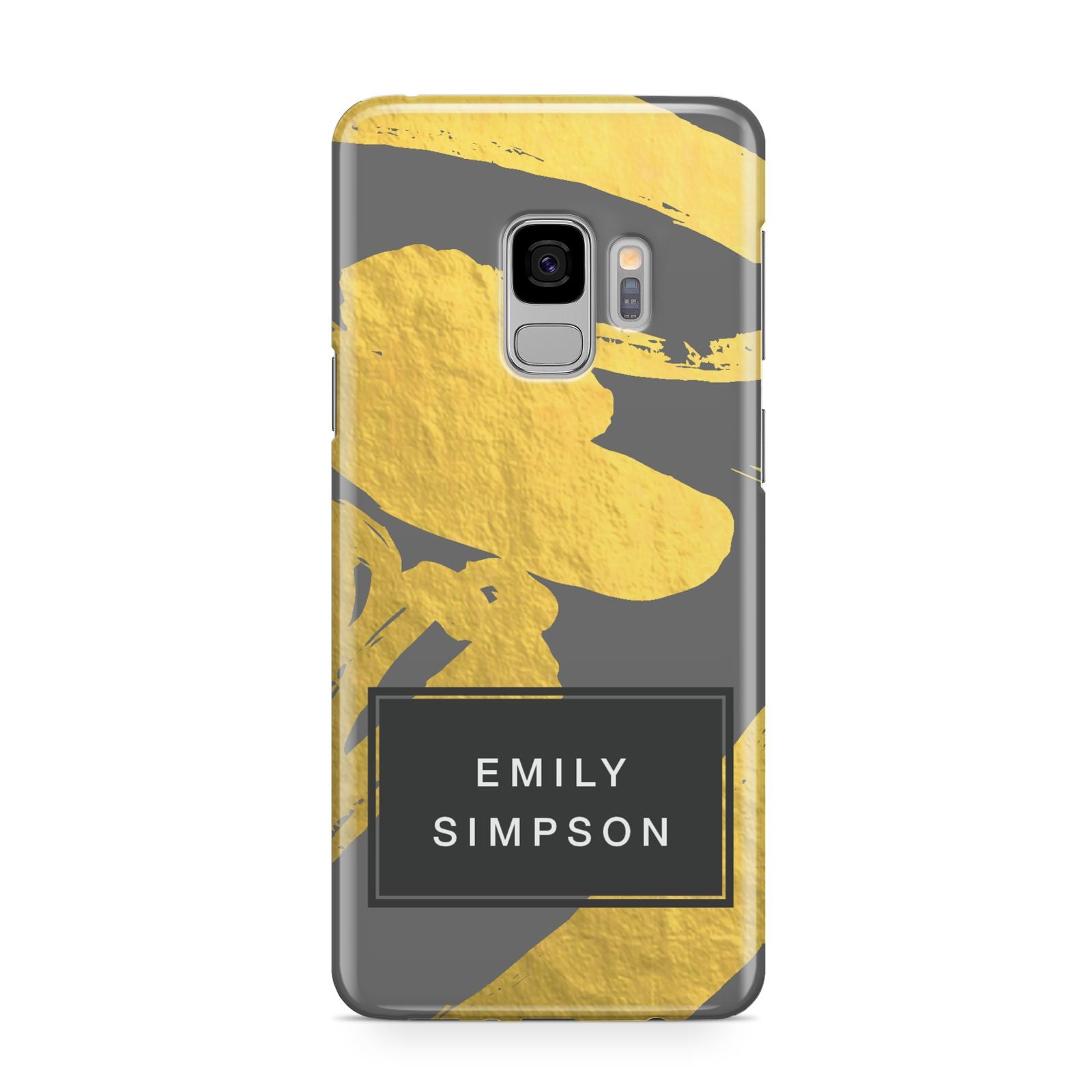 Personalised Gold Leaf Grey With Name Samsung Galaxy S9 Case