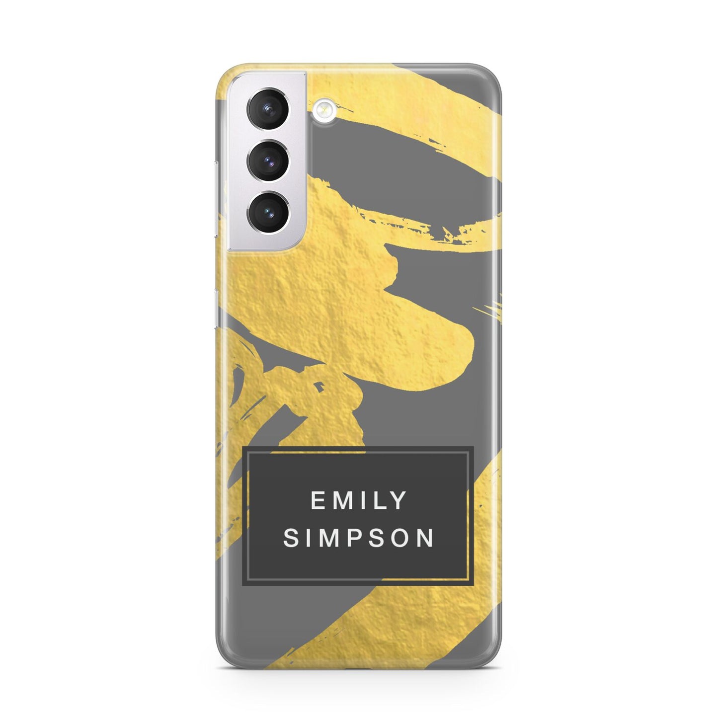 Personalised Gold Leaf Grey With Name Samsung S21 Case
