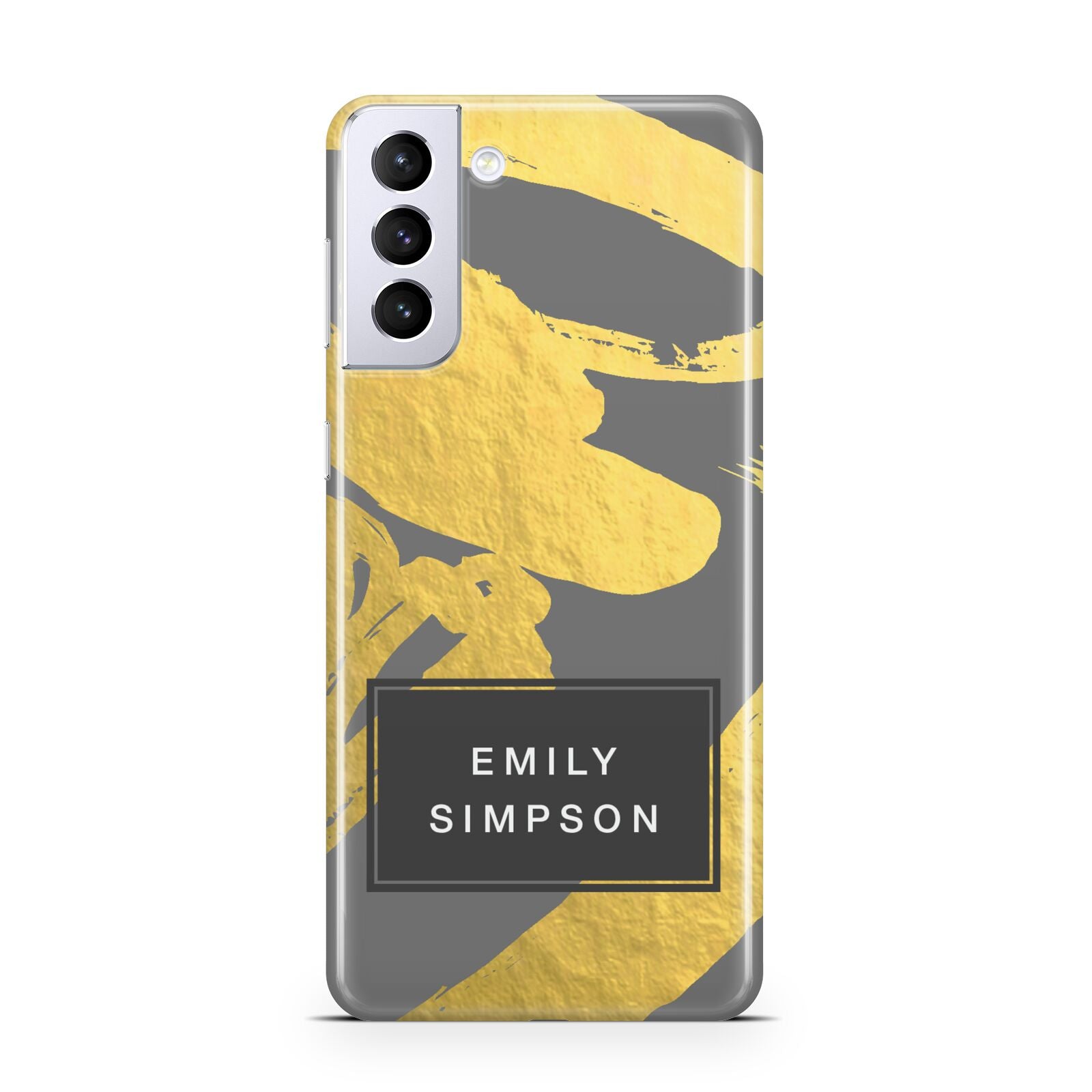 Personalised Gold Leaf Grey With Name Samsung S21 Plus Case