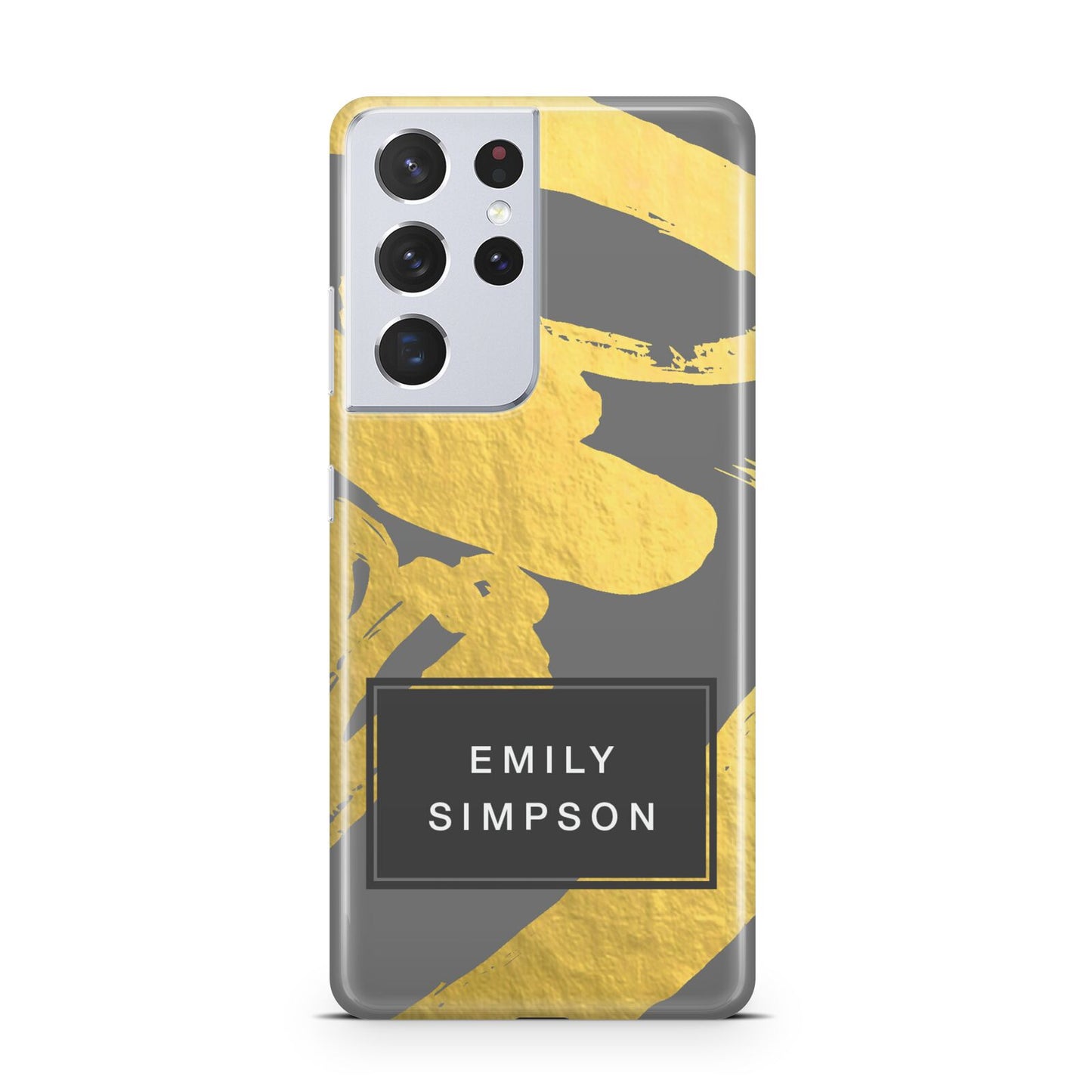 Personalised Gold Leaf Grey With Name Samsung S21 Ultra Case