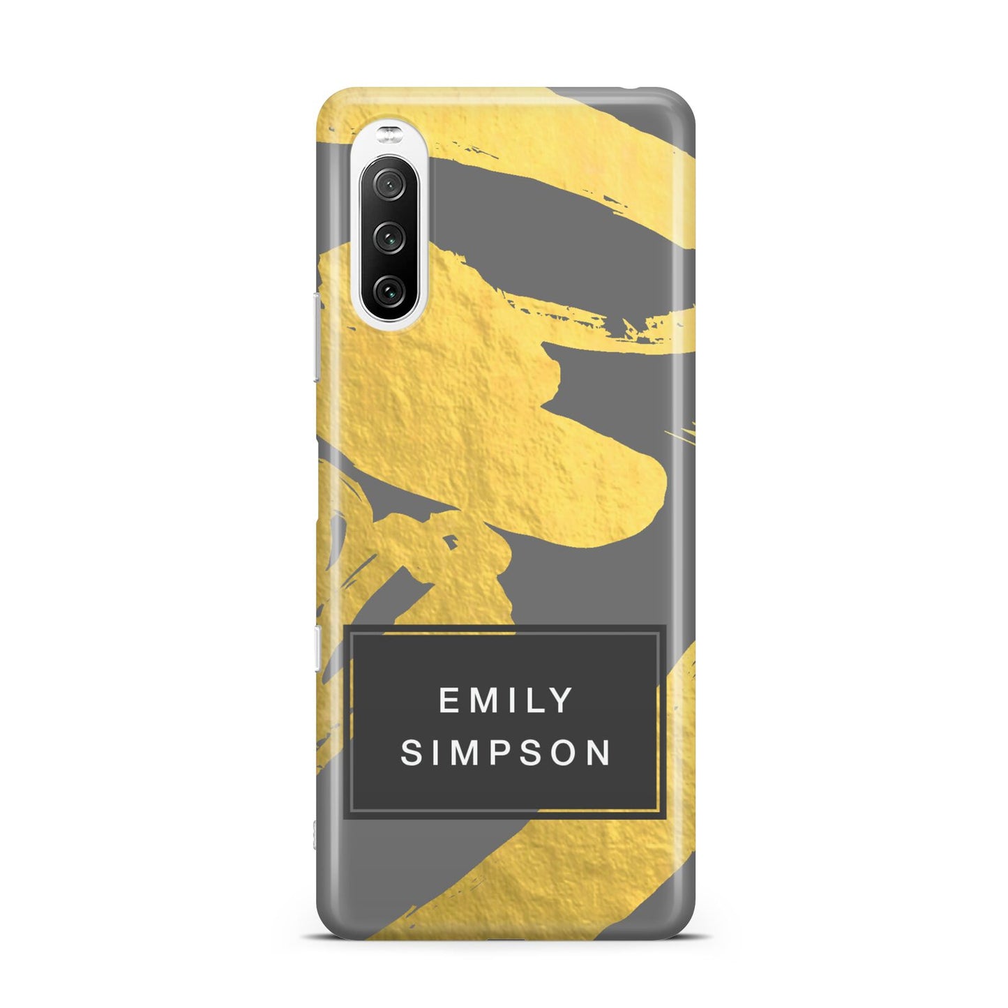 Personalised Gold Leaf Grey With Name Sony Xperia 10 III Case