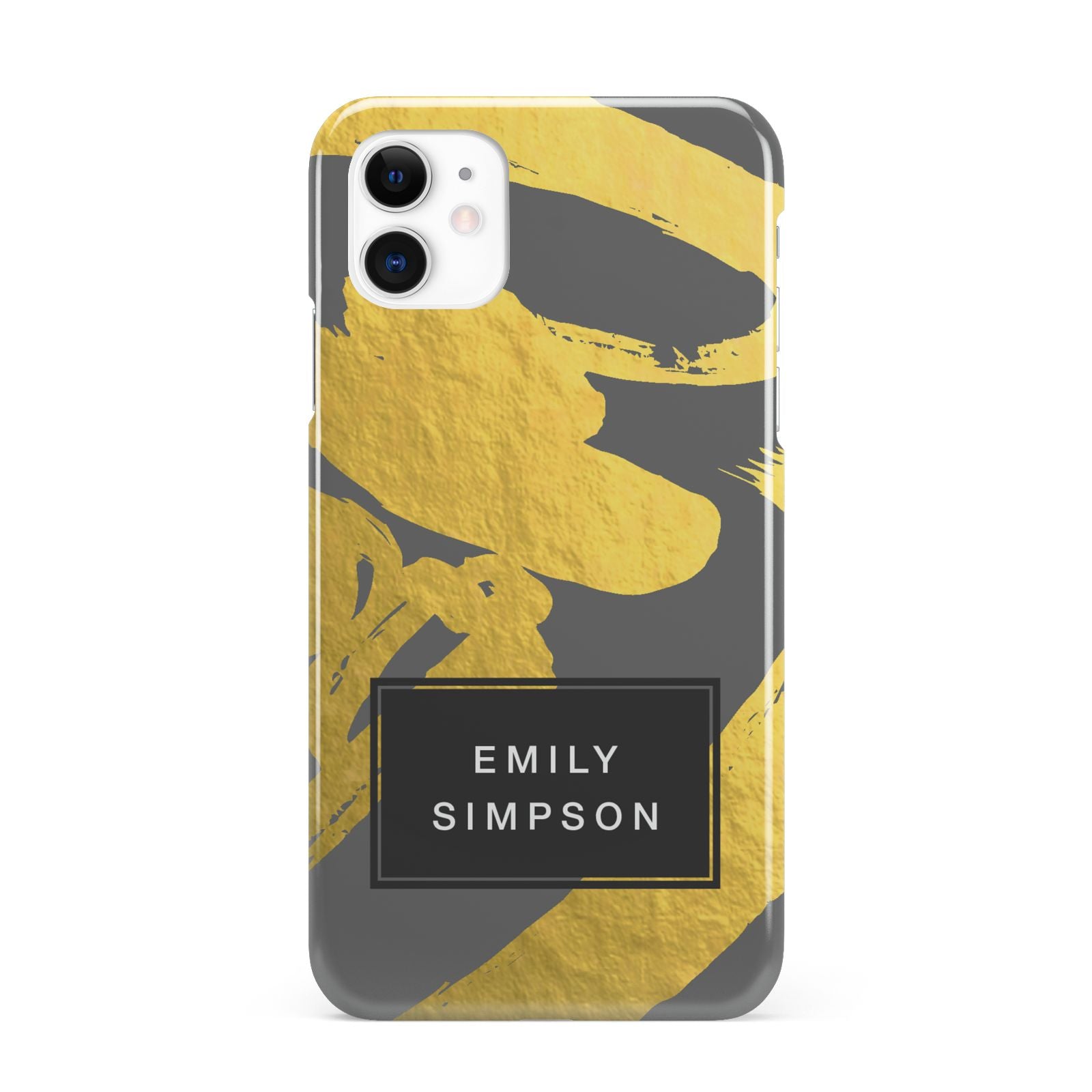 Personalised Gold Leaf Grey With Name iPhone 11 3D Snap Case