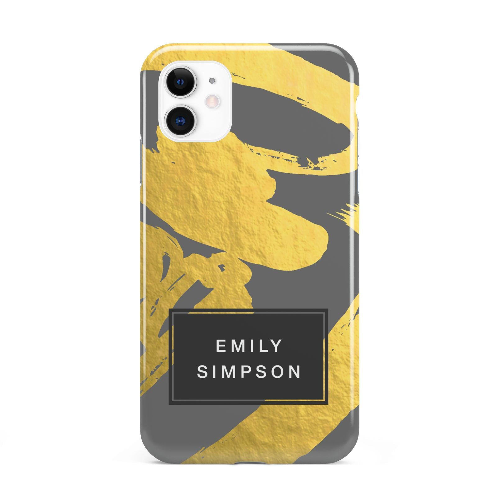 Personalised Gold Leaf Grey With Name iPhone 11 3D Tough Case