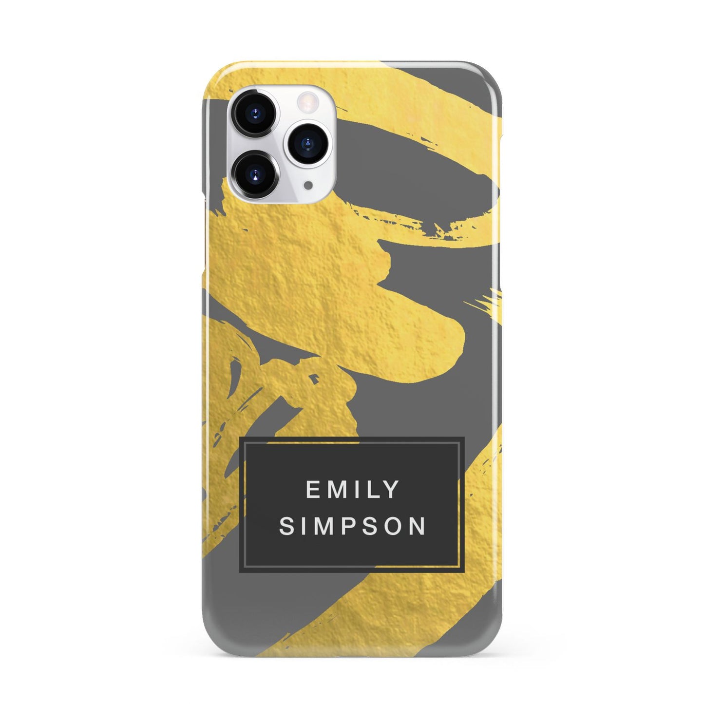 Personalised Gold Leaf Grey With Name iPhone 11 Pro 3D Snap Case