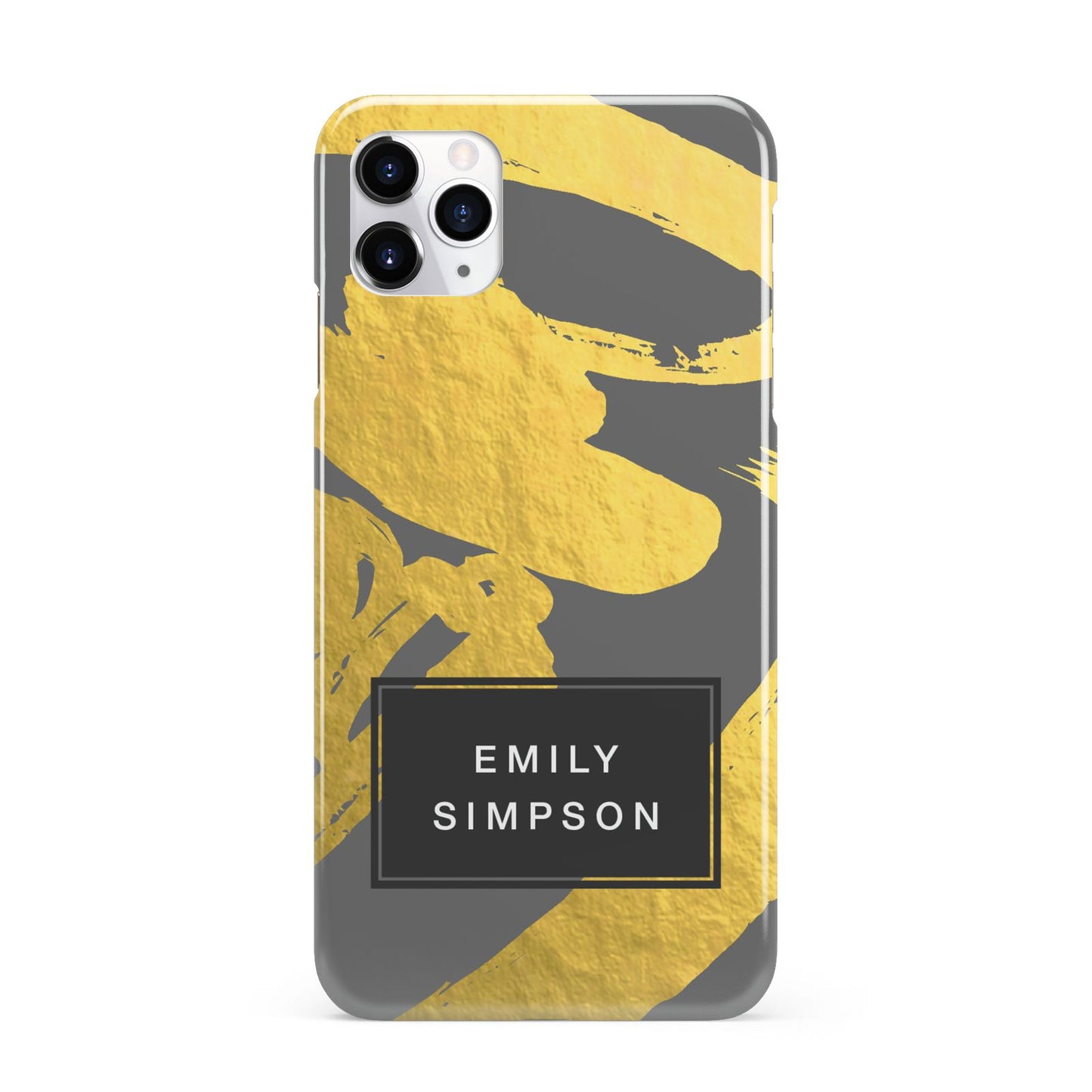 Personalised Gold Leaf Grey With Name iPhone 11 Pro Max 3D Snap Case