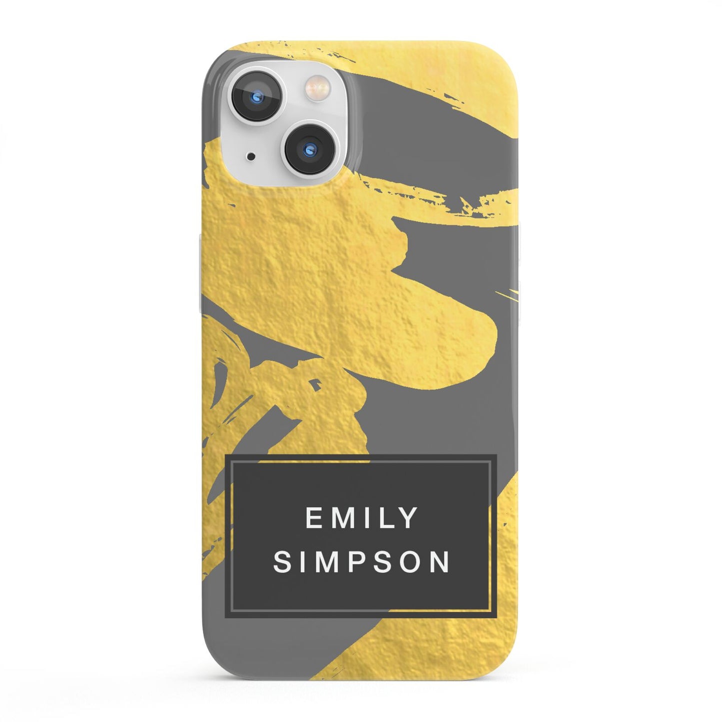 Personalised Gold Leaf Grey With Name iPhone 13 Full Wrap 3D Snap Case