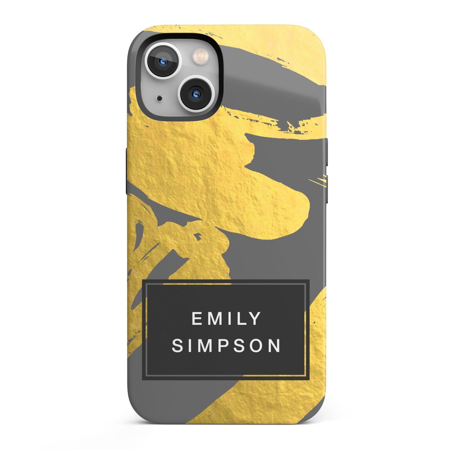 Personalised Gold Leaf Grey With Name iPhone 13 Full Wrap 3D Tough Case