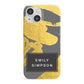 Personalised Gold Leaf Grey With Name iPhone 13 Mini Full Wrap 3D Snap Case